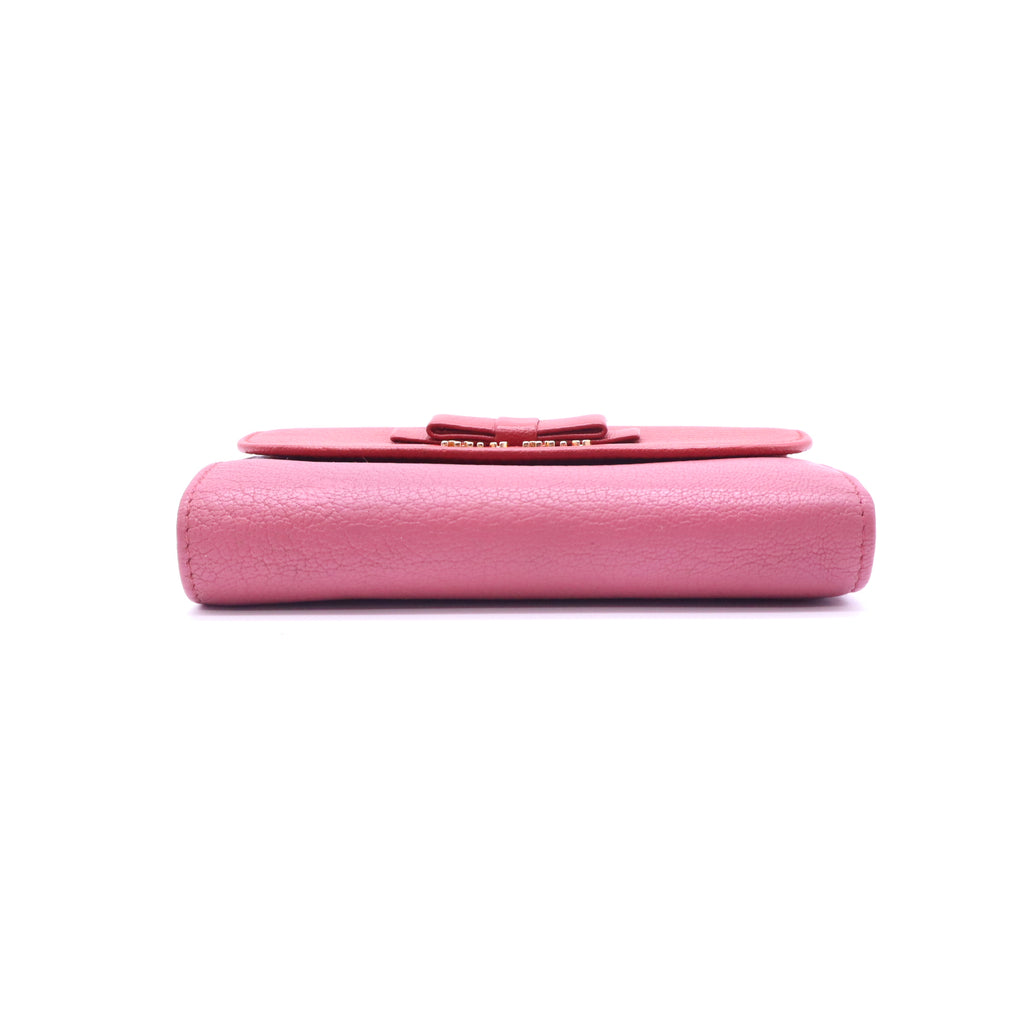 Miu Miu Madras Bicolor Bow Leather Wallet W21358
