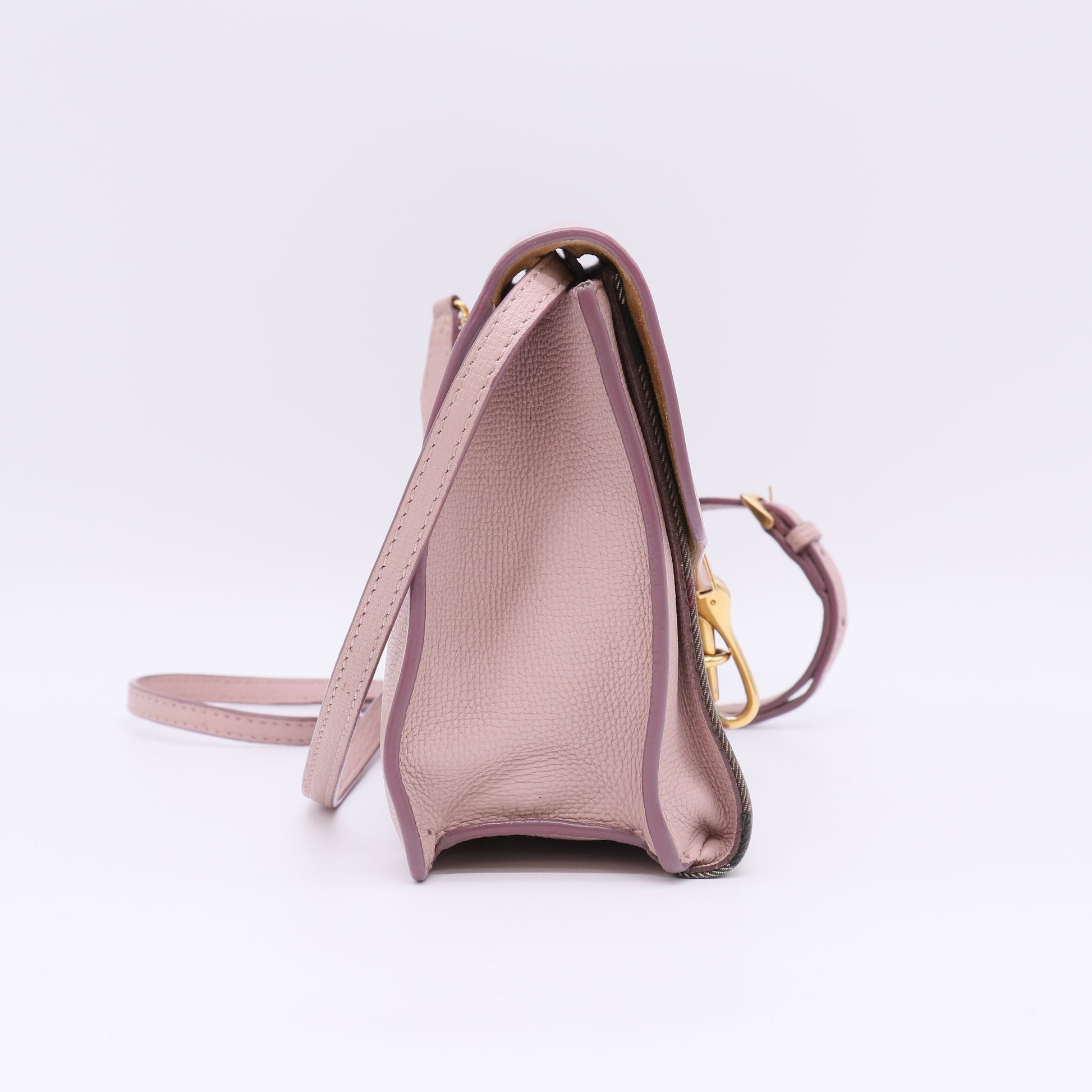 Derby Calfskin House Check Small Macken Crossbody Bag Pale Orchid B23221