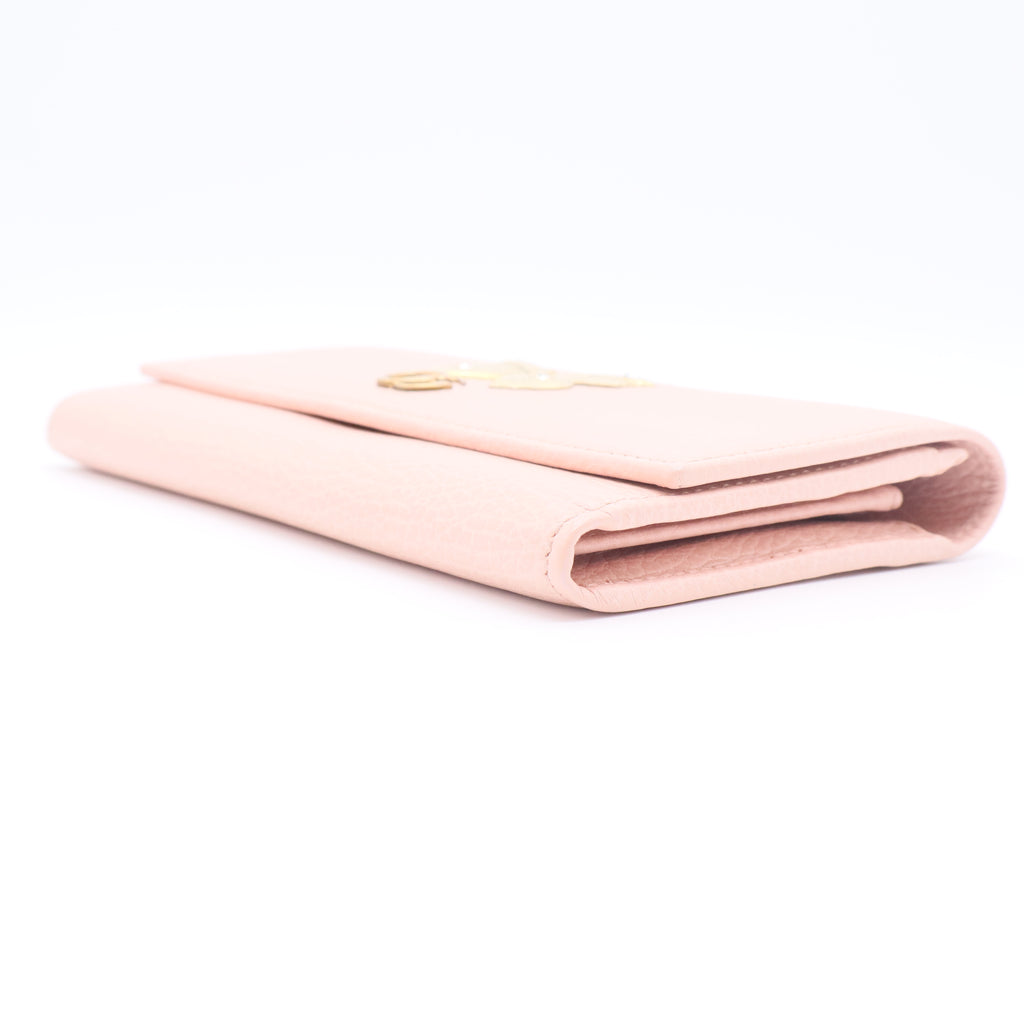 Calfskin Garden Continental Wallet Perfect Pink