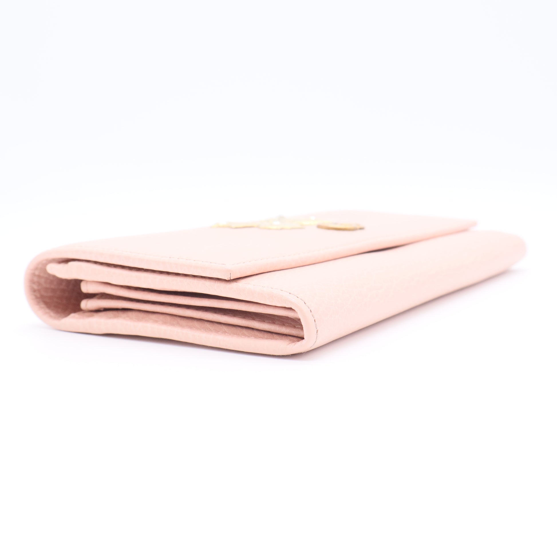 Calfskin Garden Continental Wallet Perfect Pink