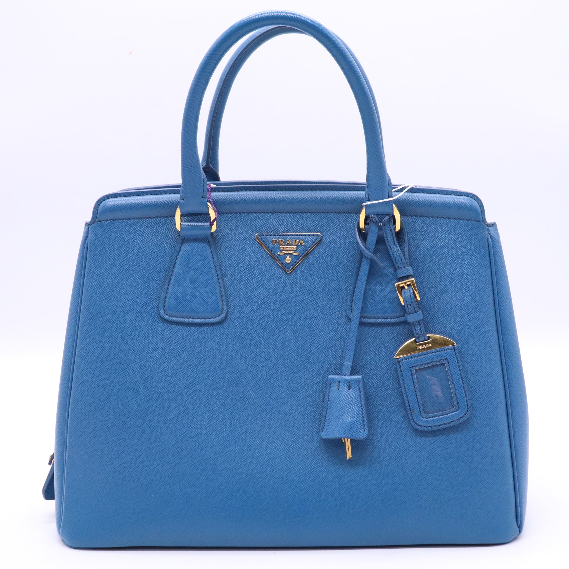 Prada Turchese Saffiano Lux Leather Parabole Shopping Tote Bag twins LDJ3591