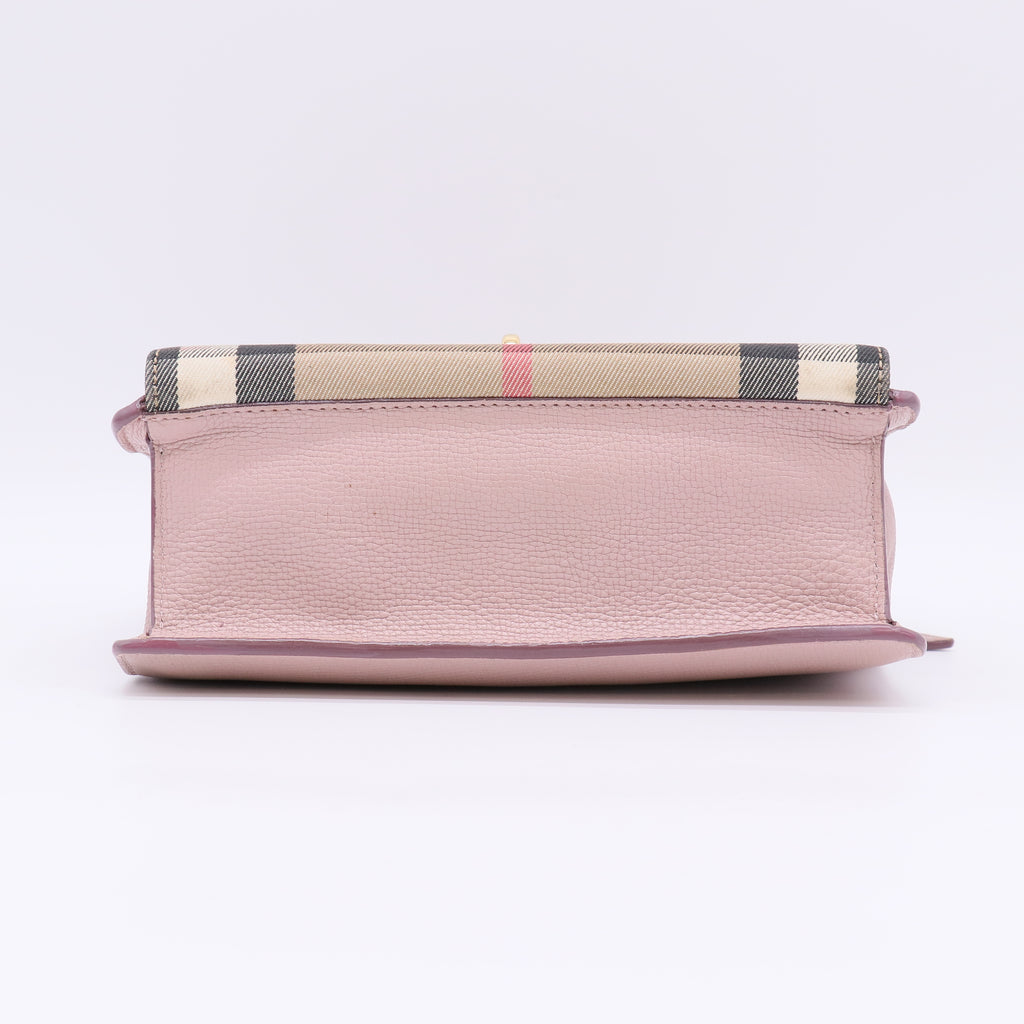 Derby Calfskin House Check Small Macken Crossbody Bag Pale Orchid B23221