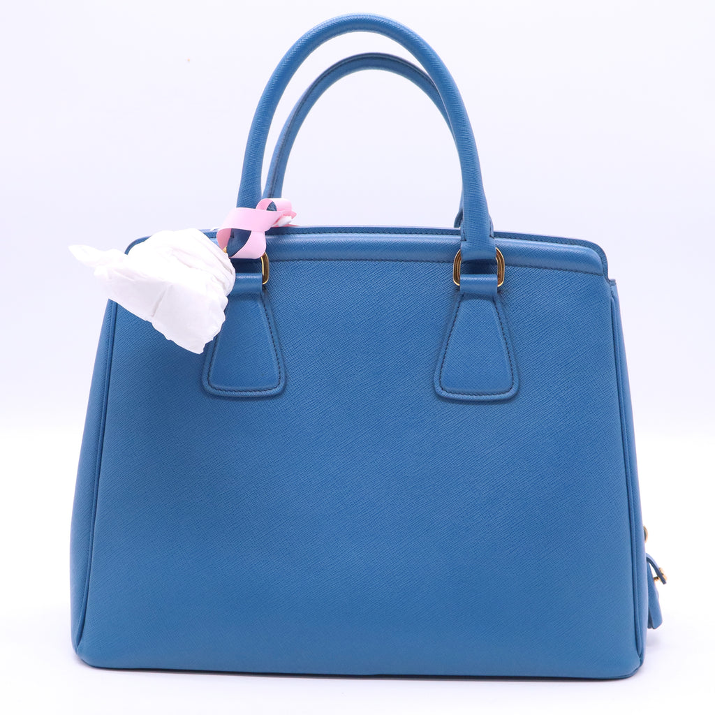 Prada Turchese Saffiano Lux Leather Parabole Shopping Tote Bag twins LDJ3591