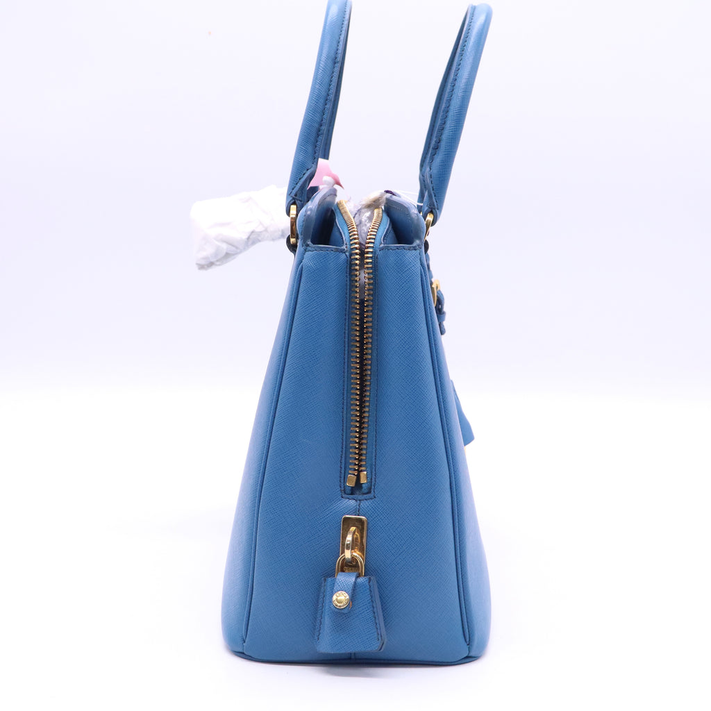 Prada Turchese Saffiano Lux Leather Parabole Shopping Tote Bag twins LDJ3591