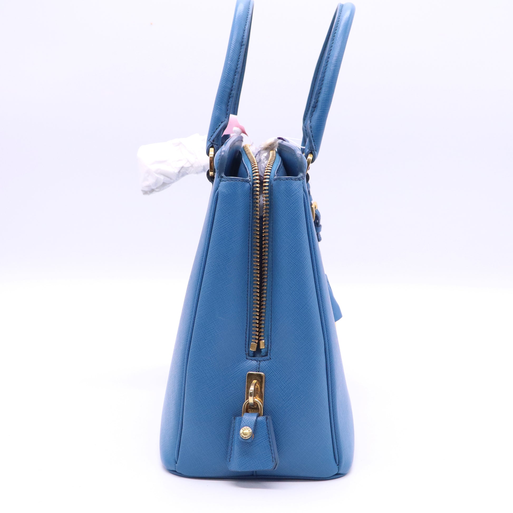 Prada Turchese Saffiano Lux Leather Parabole Shopping Tote Bag twins LDJ3591
