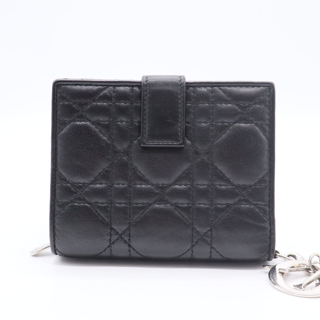 Lady Dior Zip Around Bifold Wallet Cannage Quilt Lambskin Mini