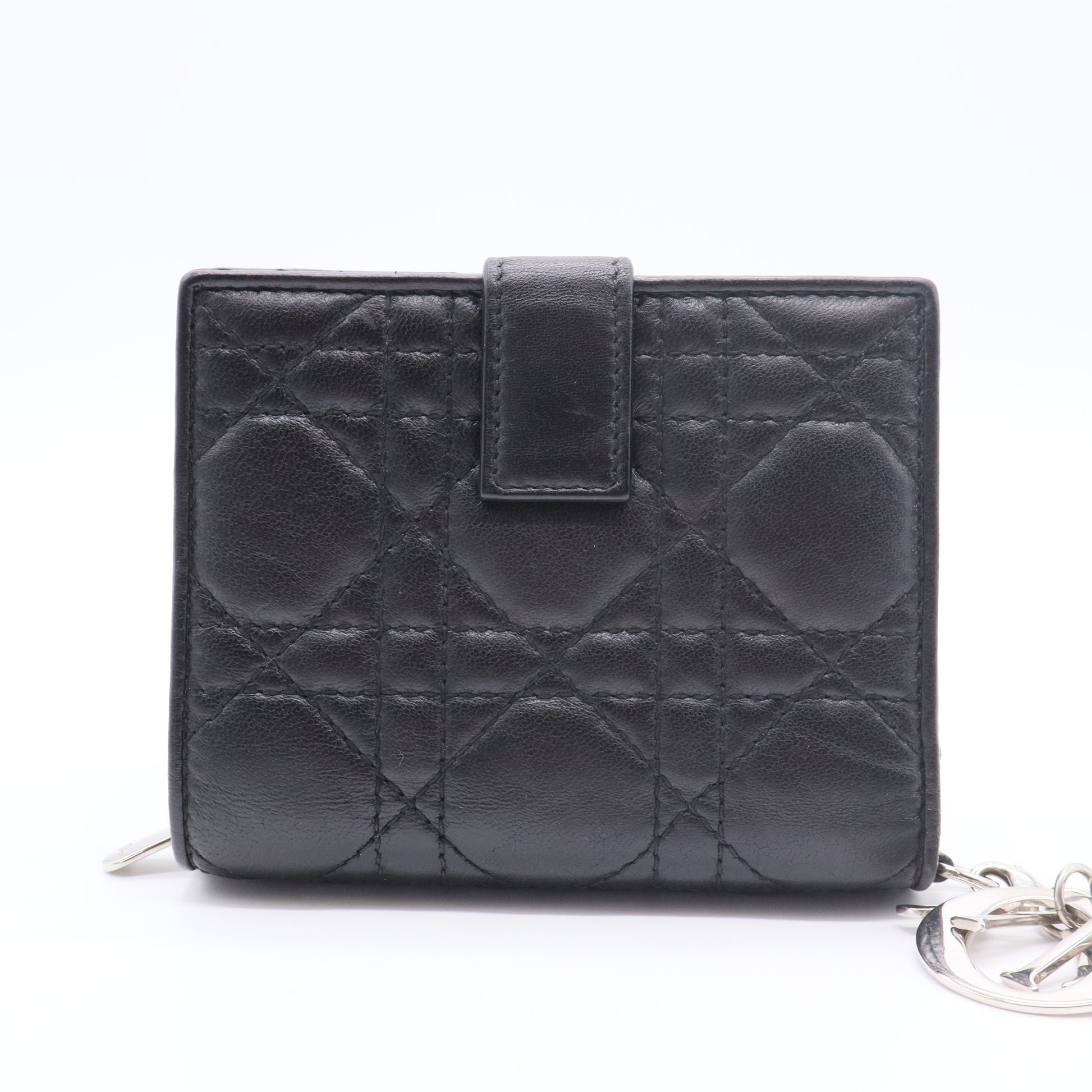 Lady Dior Zip Around Bifold Wallet Cannage Quilt Lambskin Mini