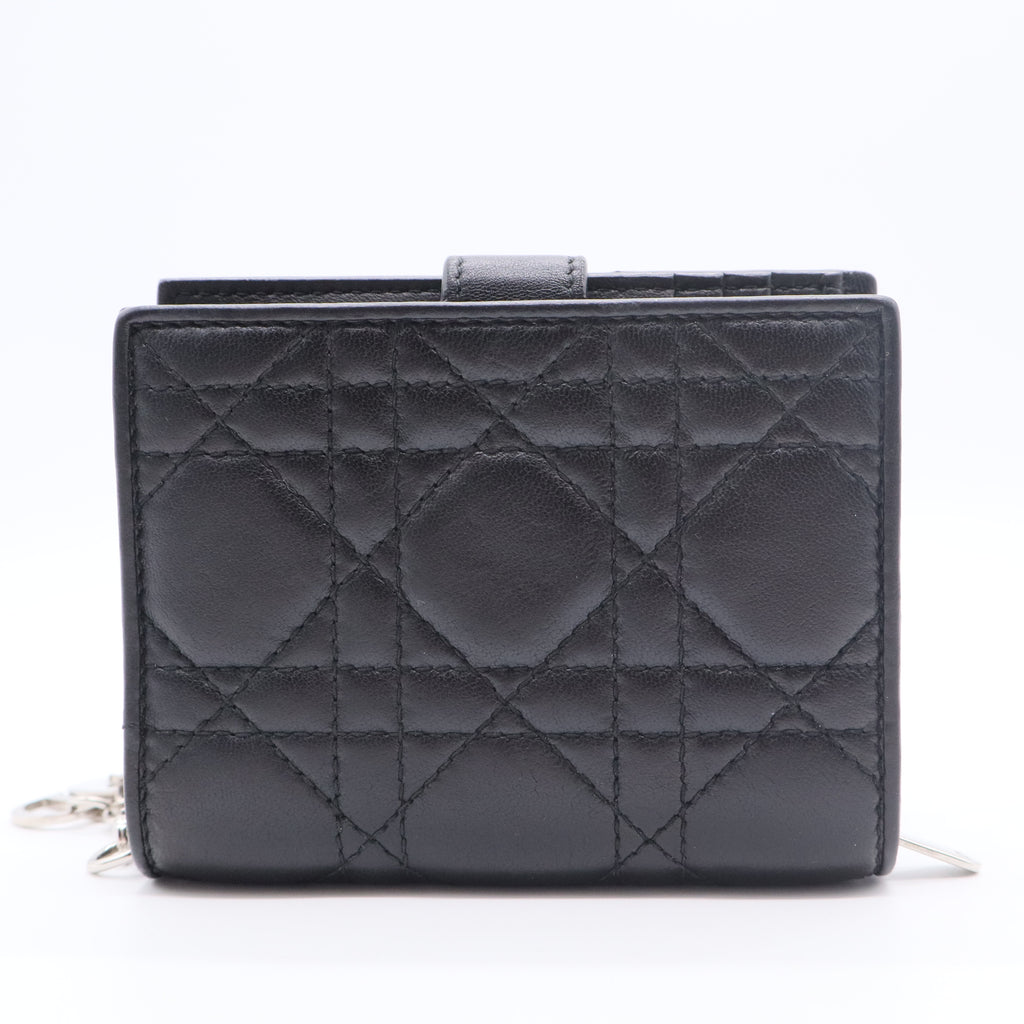Lady Dior Zip Around Bifold Wallet Cannage Quilt Lambskin Mini