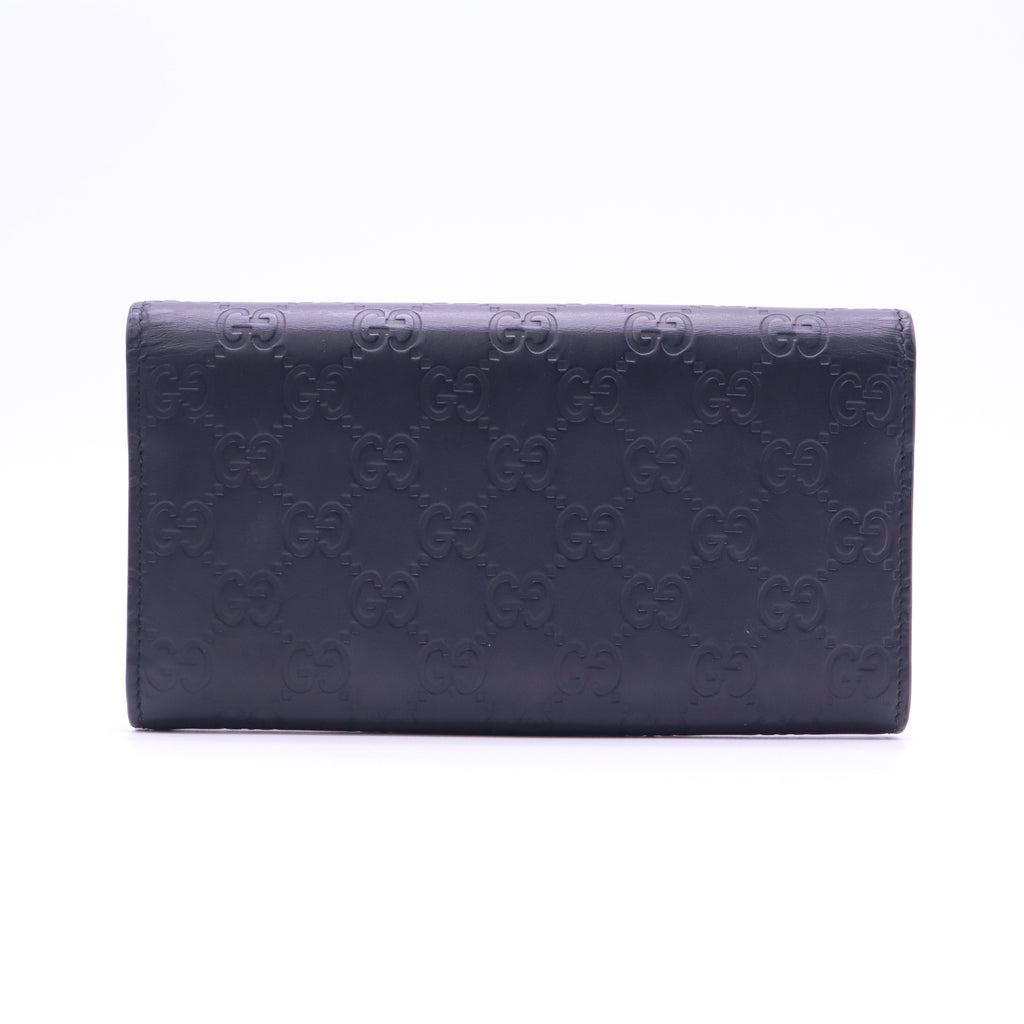 Gucci Interlocking G Guccissima Continental Flap Wallet Black W21383