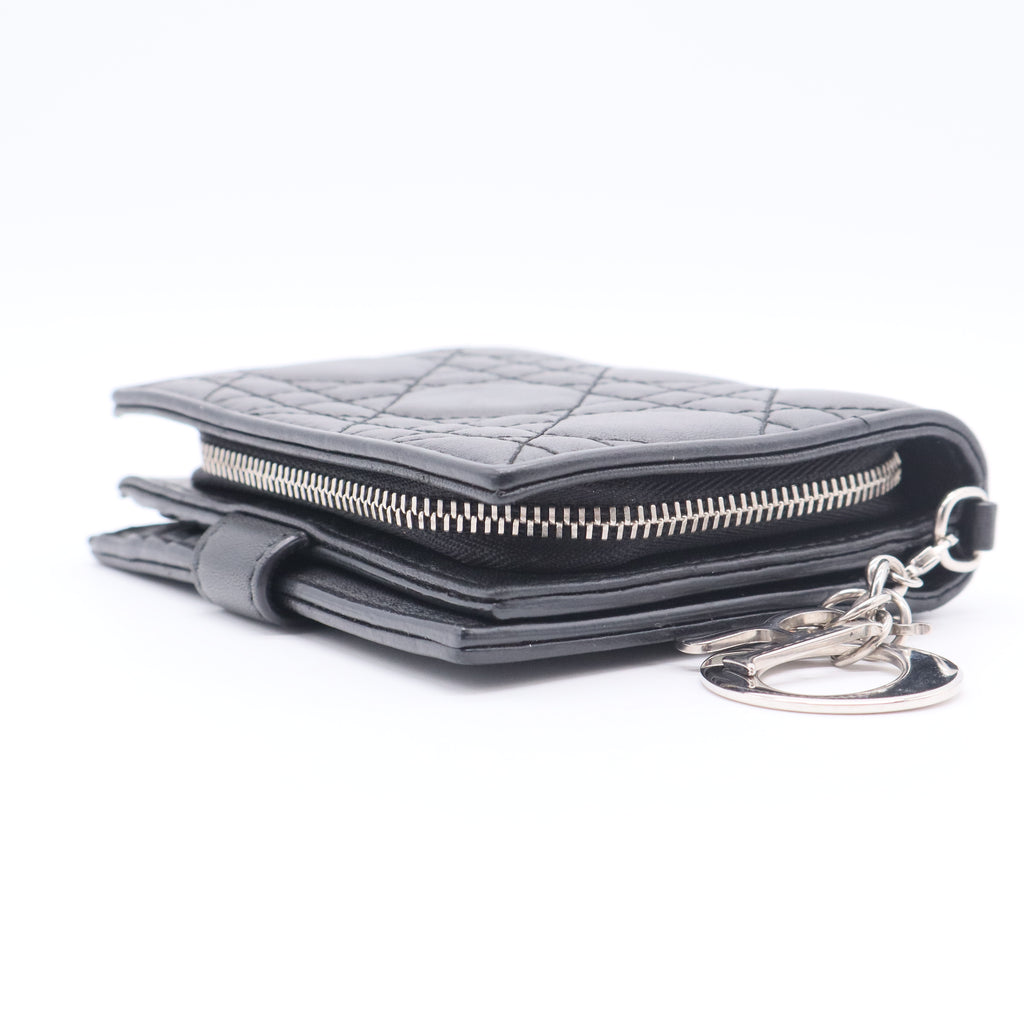 Lady Dior Zip Around Bifold Wallet Cannage Quilt Lambskin Mini