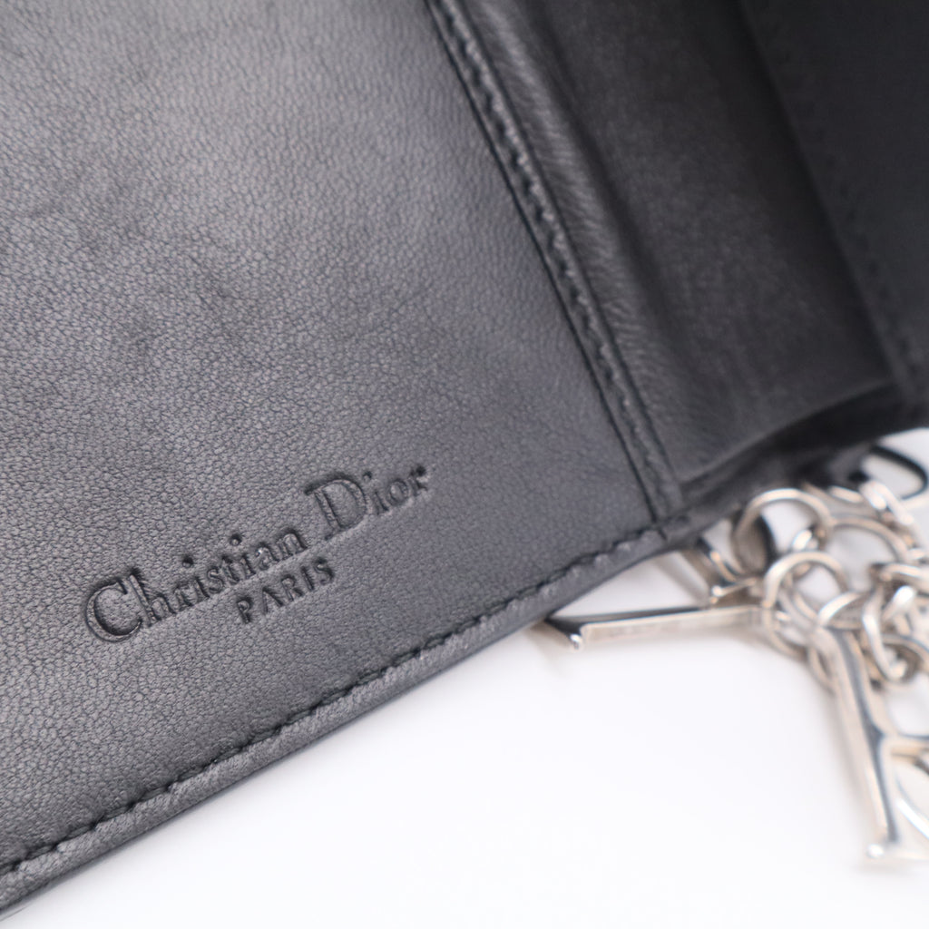 Lady Dior Zip Around Bifold Wallet Cannage Quilt Lambskin Mini