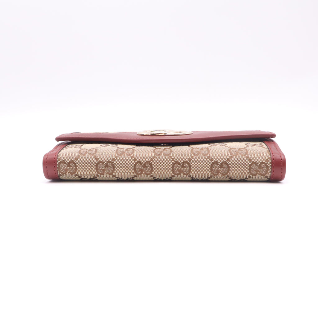 GG Canvas and Leather Trim Sukey Continental Wallet W22616
