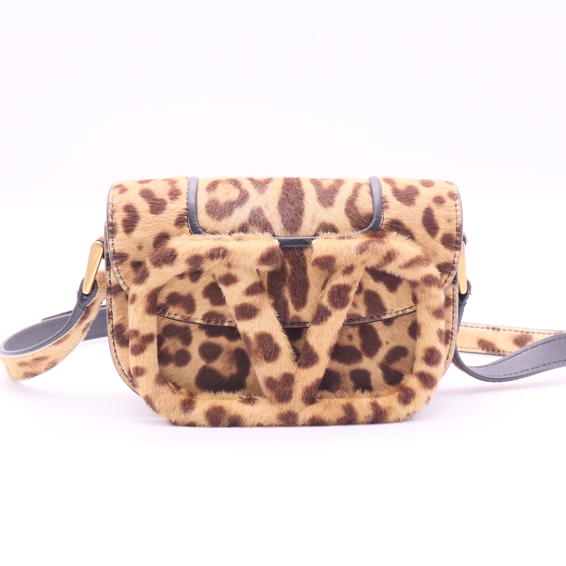VALENTINO GARAVANI Supervee small leopard-print leather shoulder bag twins