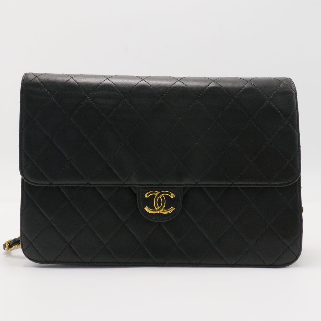 Vintage Clutch with Chain Quilted Leather Medium