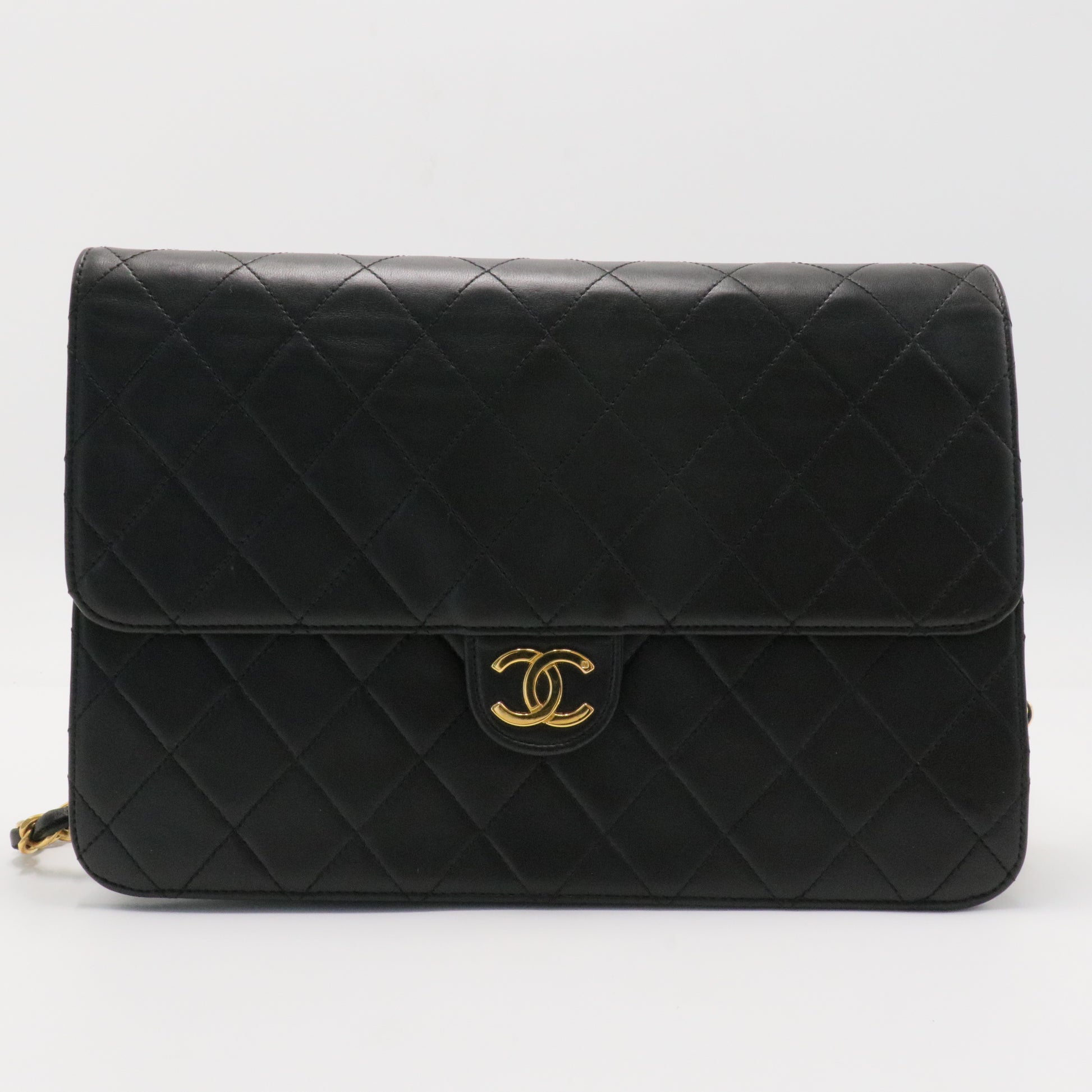 Vintage Clutch with Chain Quilted Leather Medium