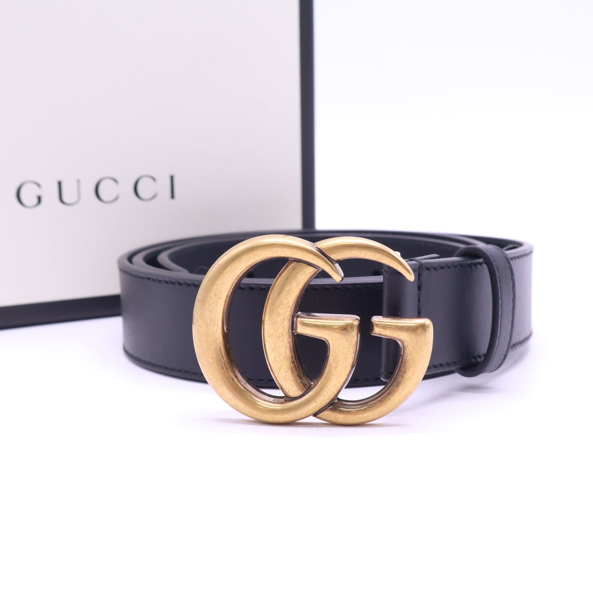 Gucci GG Marmont Leather Belt with Shiny Buckle W21439
