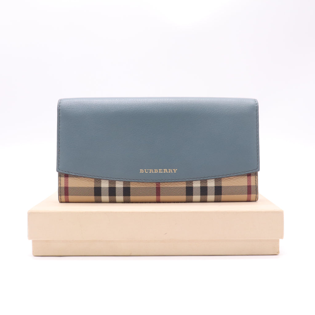 Burberry House Check Canvas and Leather Porter Continental Wallet W22617