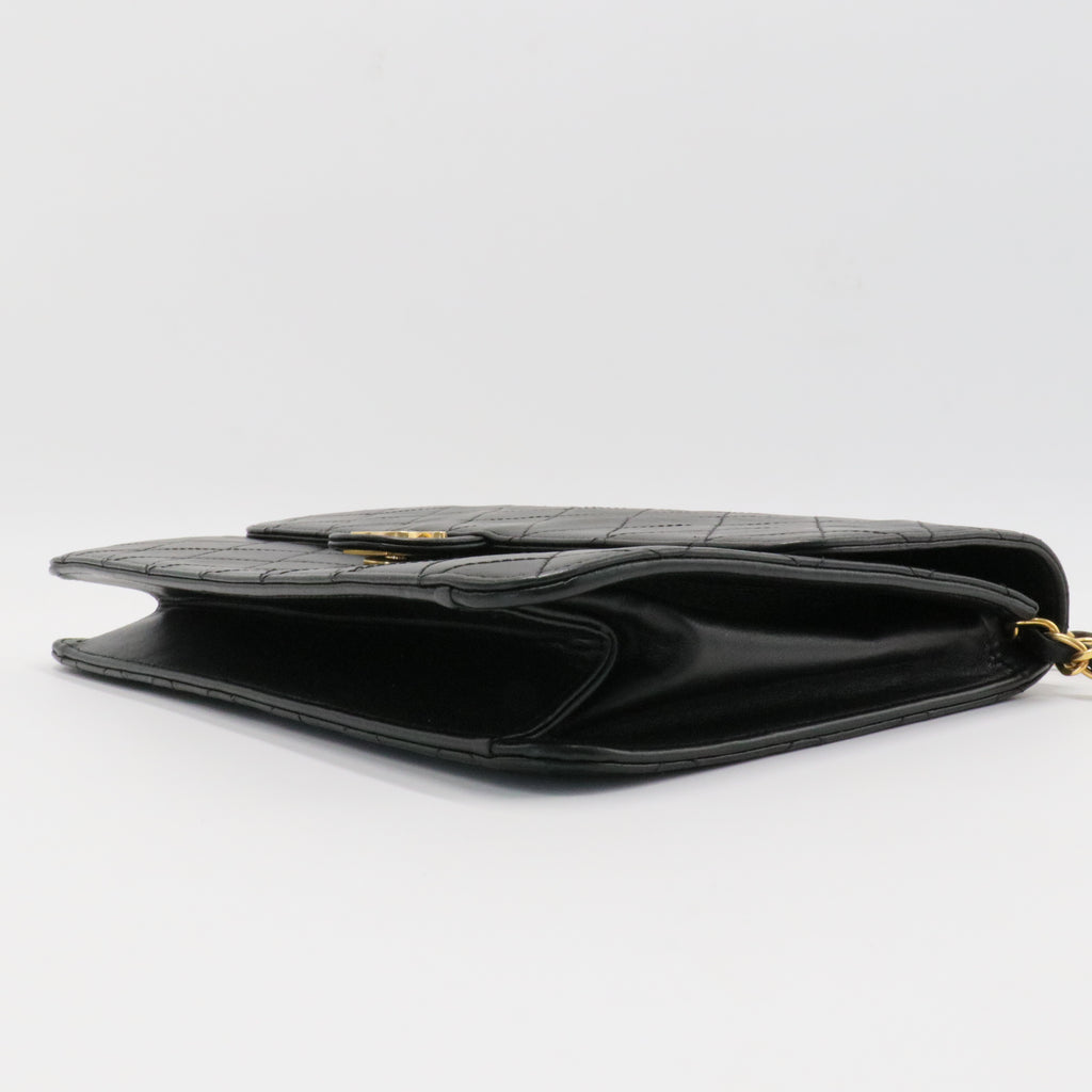 Vintage Clutch with Chain Quilted Leather Medium
