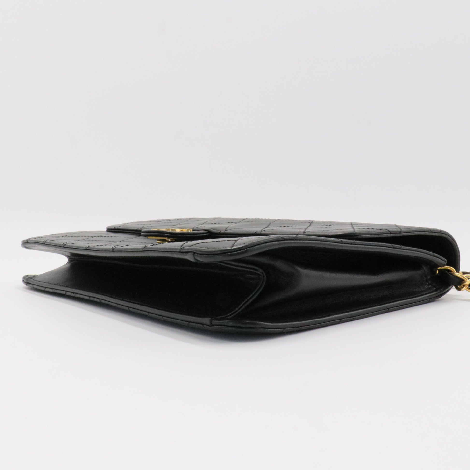 Vintage Clutch with Chain Quilted Leather Medium