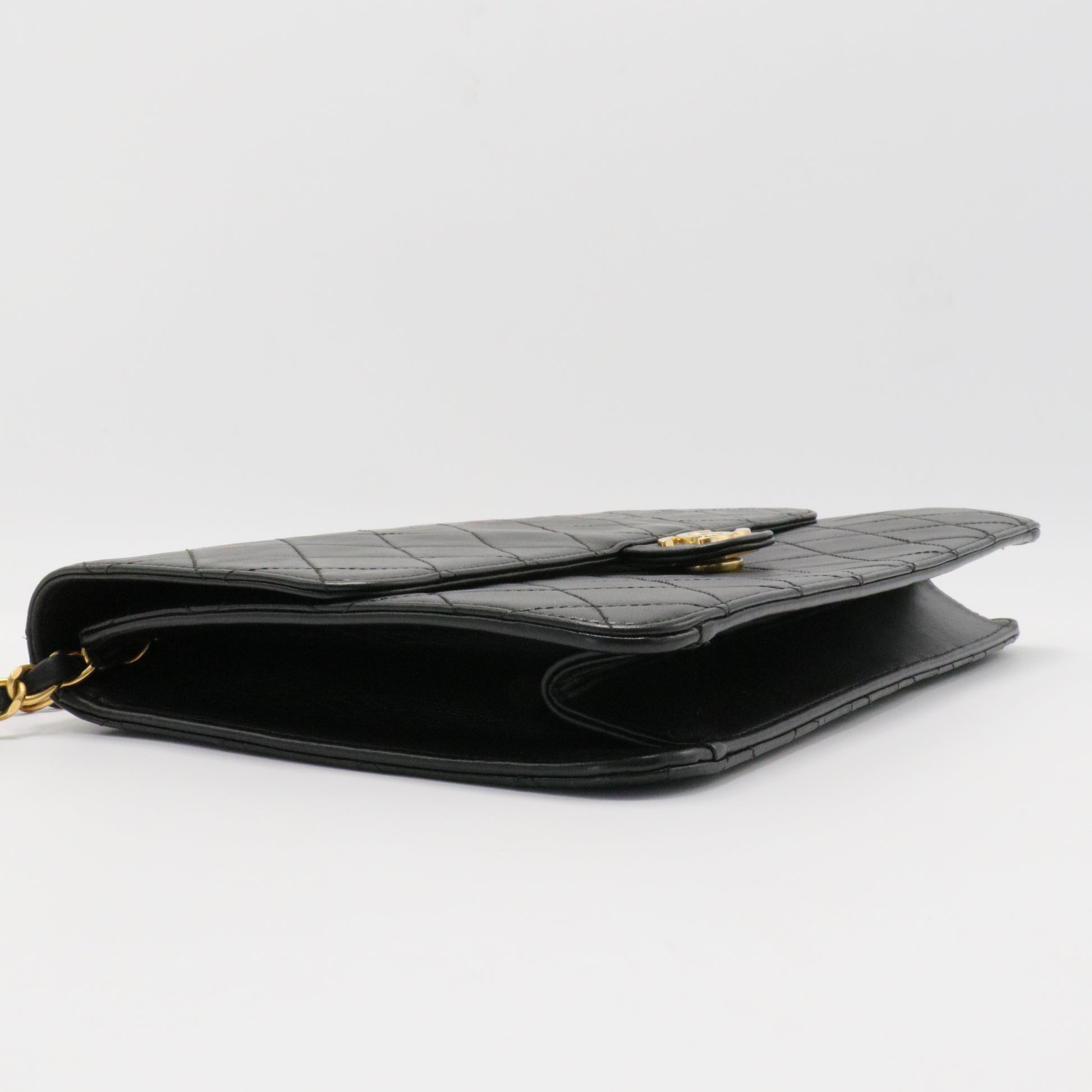 Vintage Clutch with Chain Quilted Leather Medium
