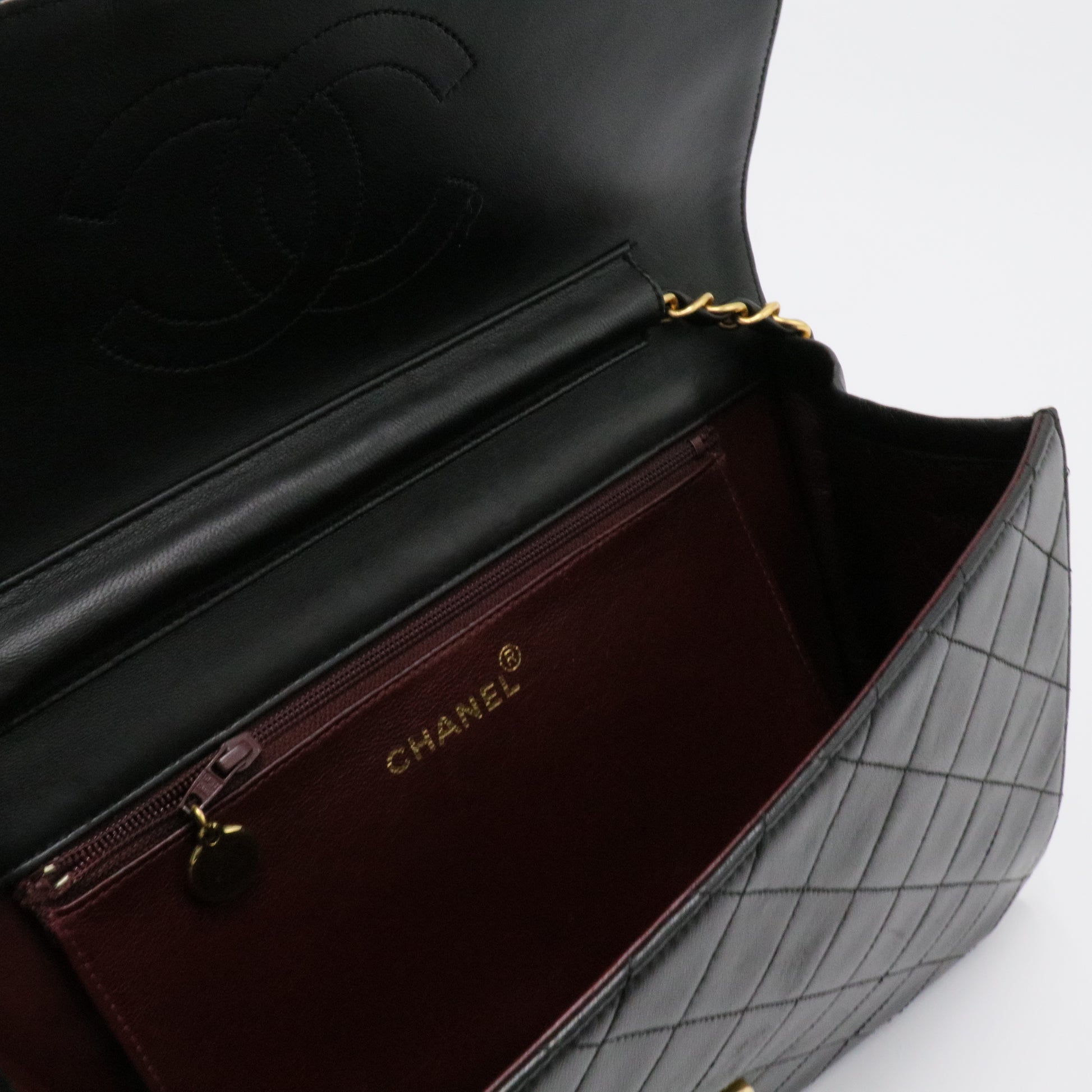 Vintage Clutch with Chain Quilted Leather Medium