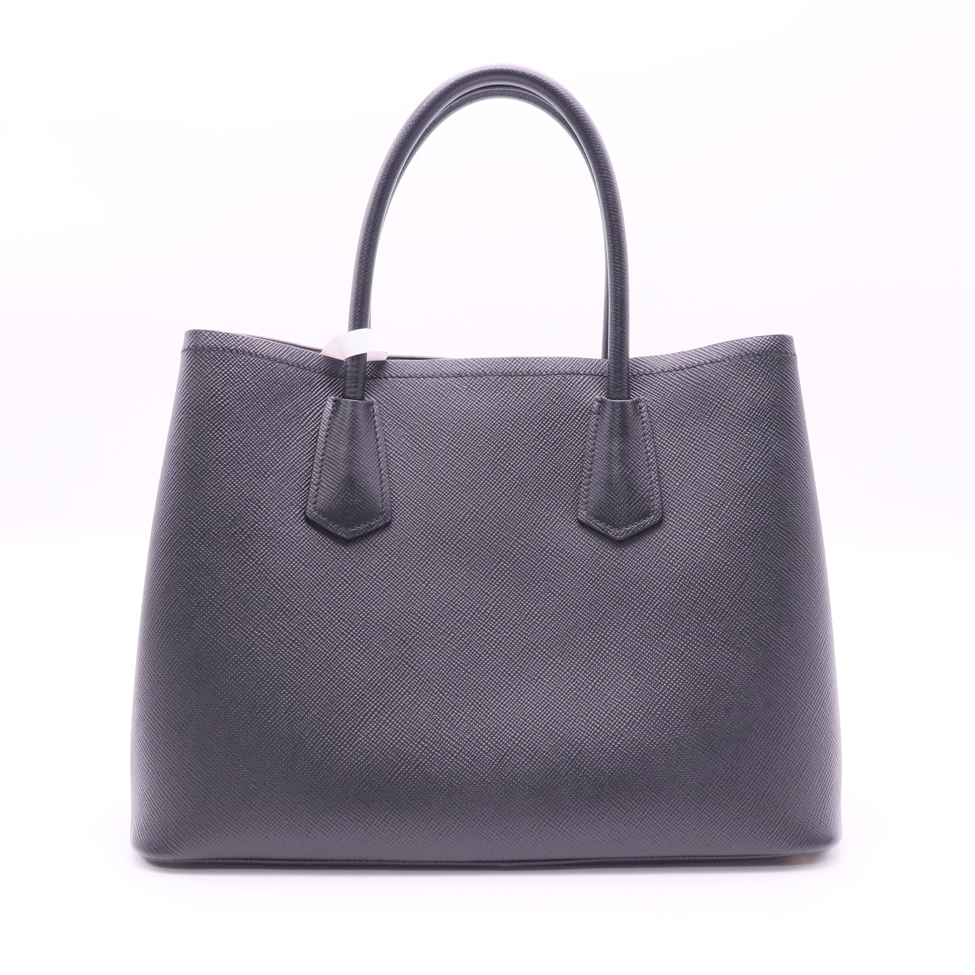 Prada Black Saffiano Cuir 2way pink inner layer shoulder bag twins