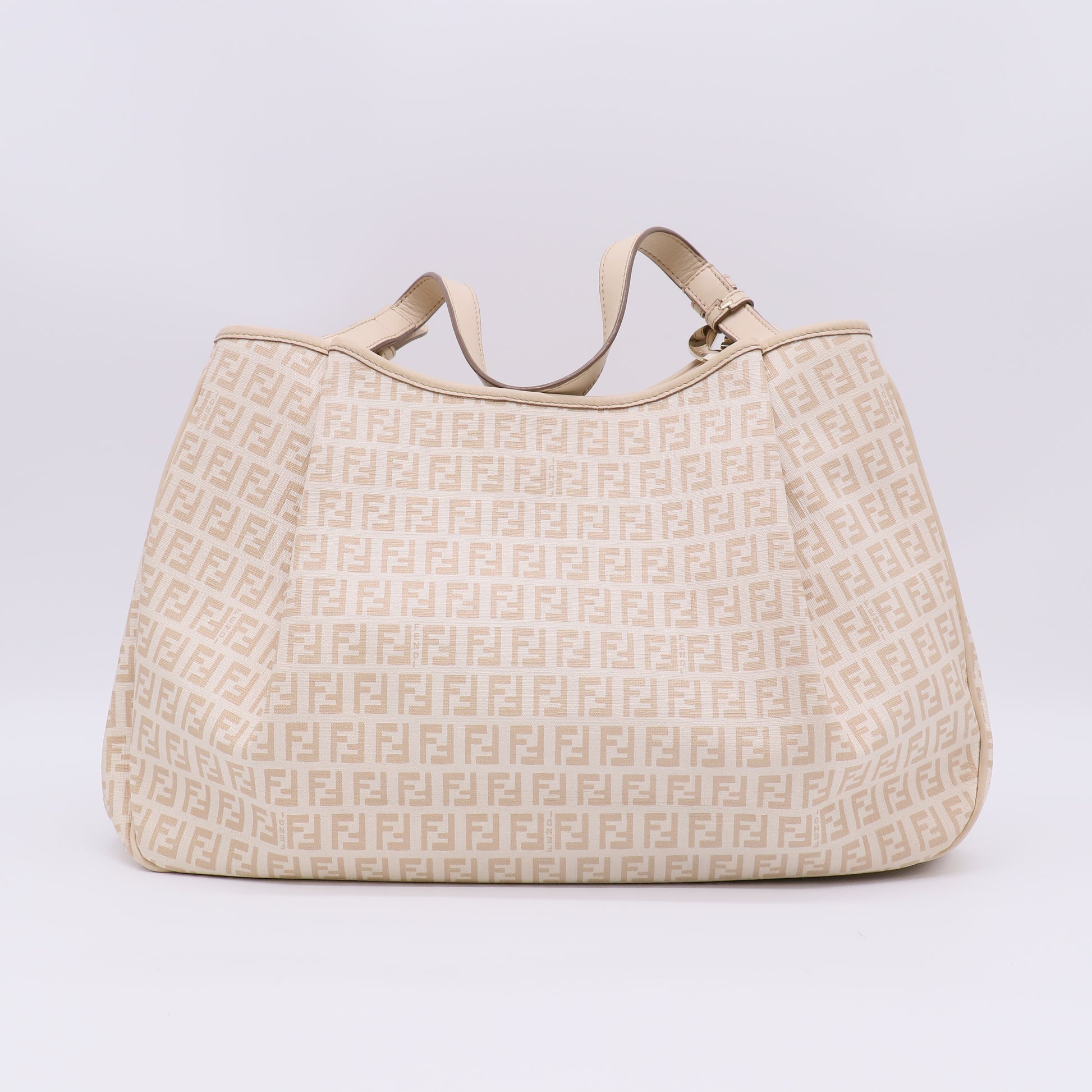 Fendi Beige Zucchino Canvas Charm Shoulder Bag B23272