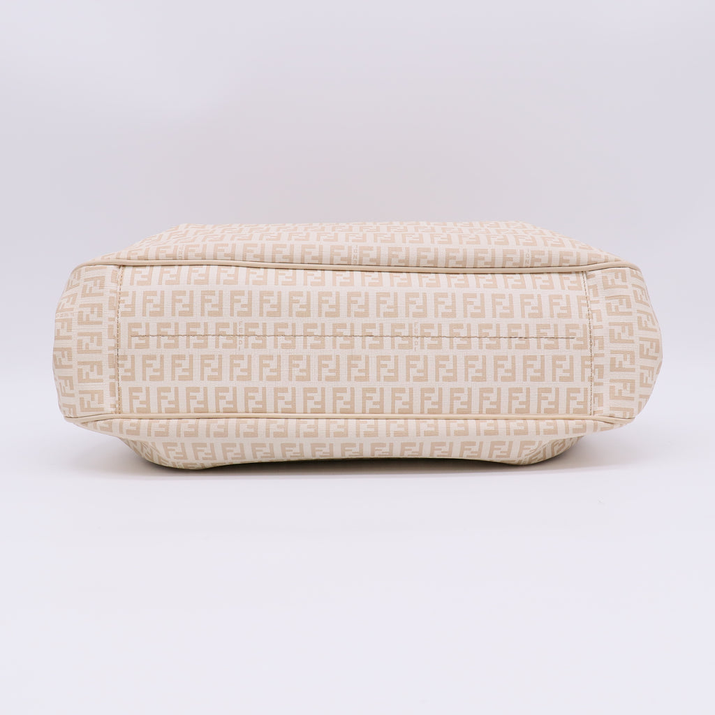 Fendi Beige Zucchino Canvas Charm Shoulder Bag B23272