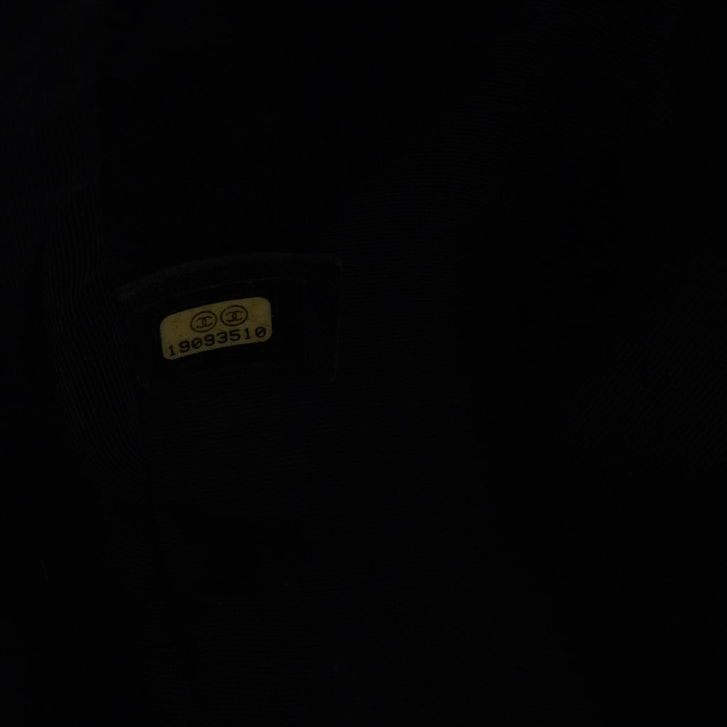 Lambskin Quilted Medium Graphic Flap Navy Black