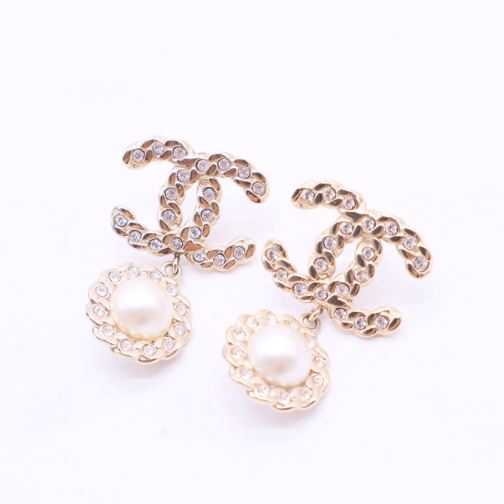 Crystal Pearl/Light Gold CC Drop Earring Twins LDJ2806
