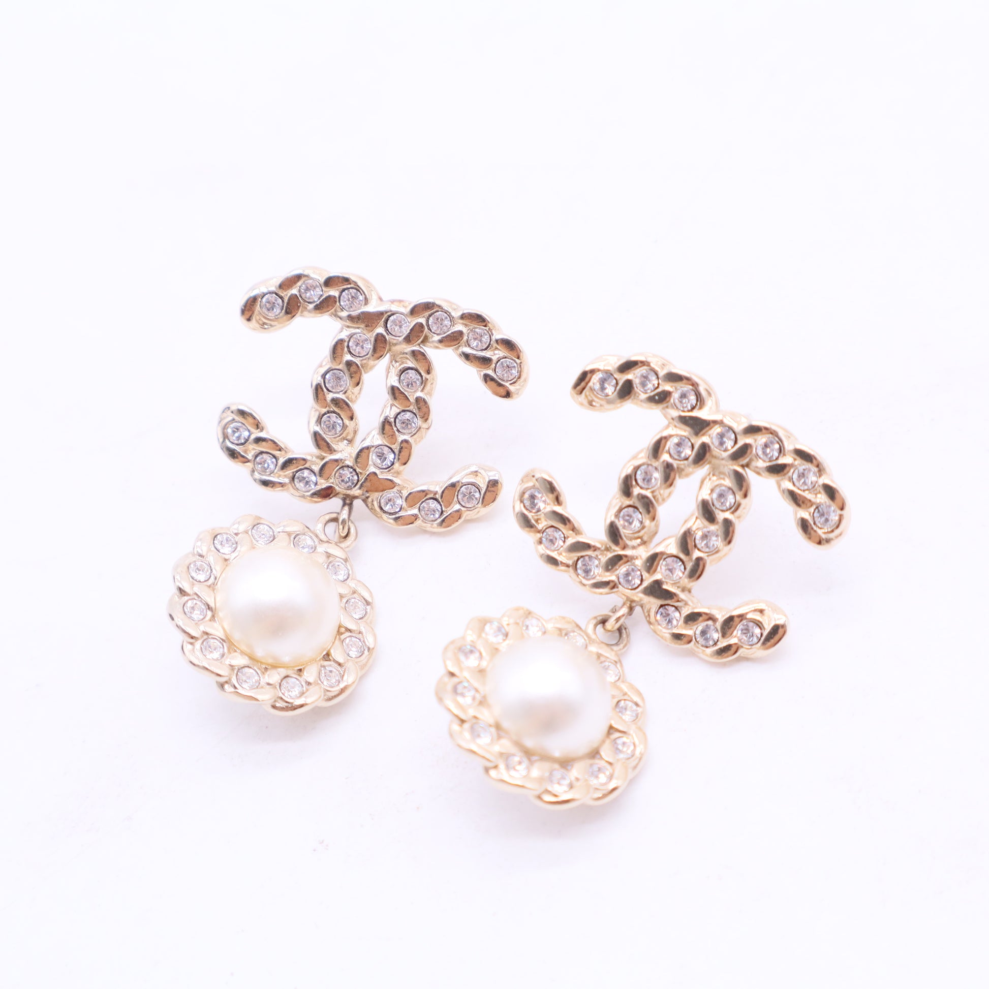 Crystal Pearl/Light Gold CC Drop Earring Twins LDJ2806