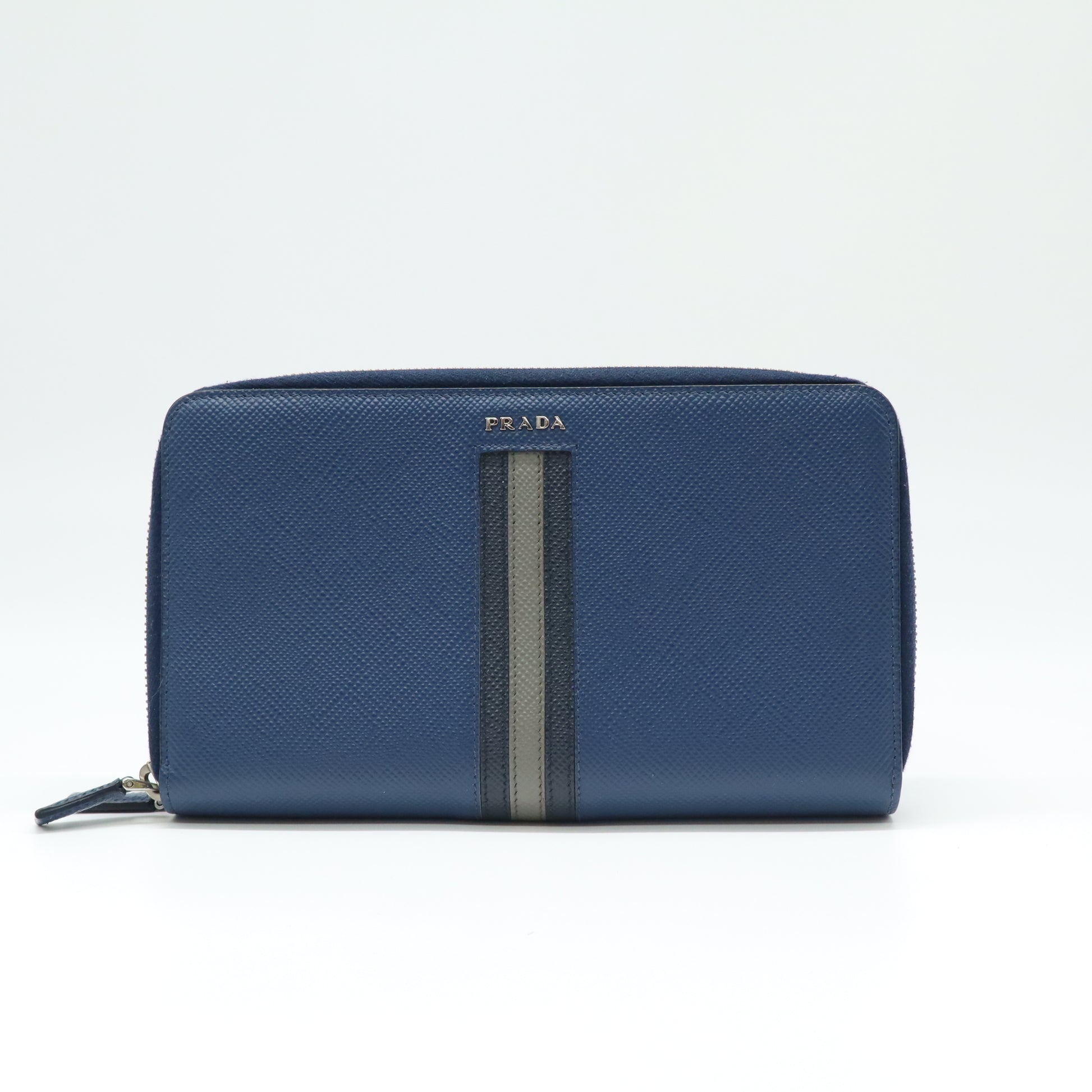 Prada Saffiano Stripe Zip Around Wallet W21723