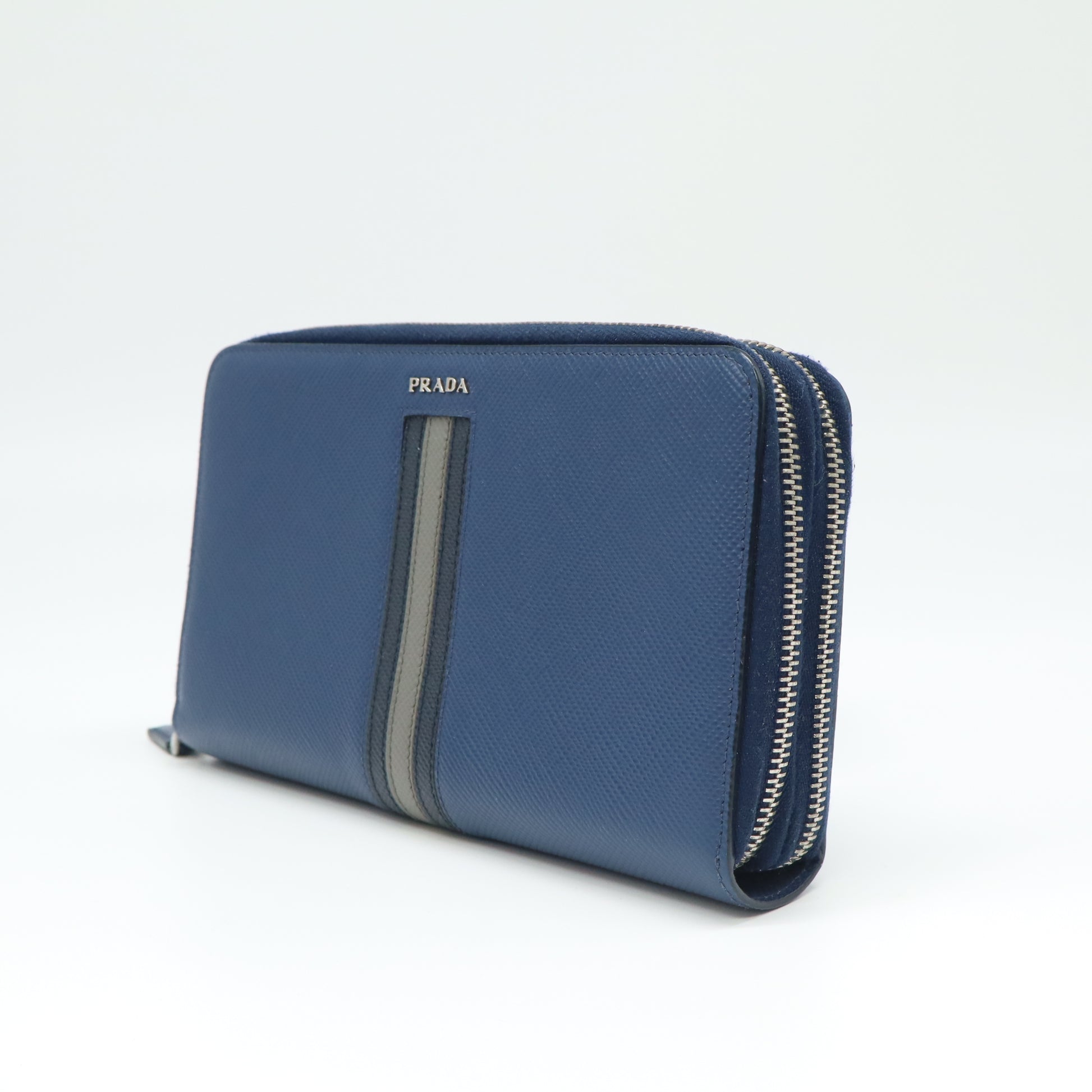 Prada Saffiano Stripe Zip Around Wallet W21723