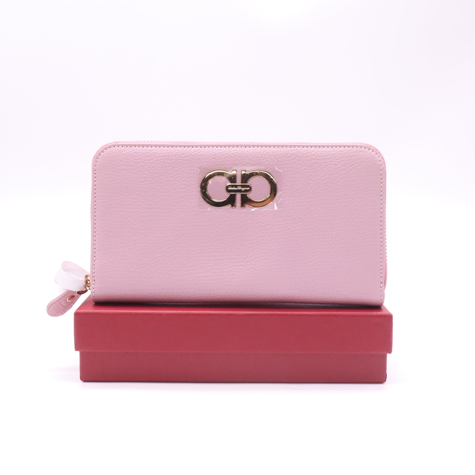 Peach Leather Gancio Zip Around Wallet W22571