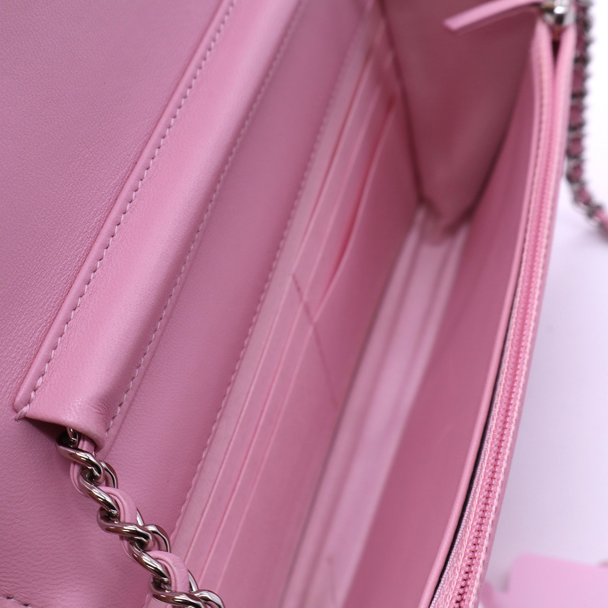 CHANEL Calfskin Crystal Studded Boy Wallet on Chain Crossbody Bag Twins LDJ3590