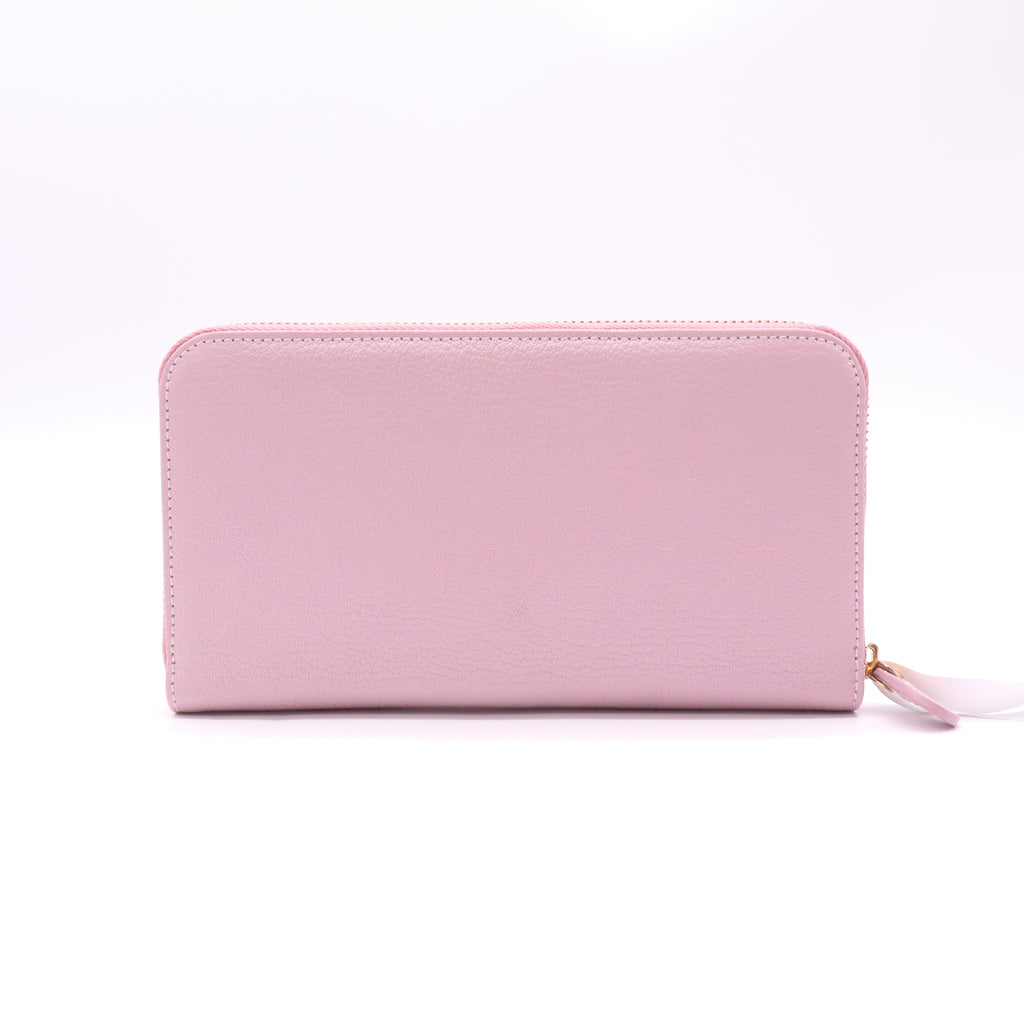 Peach Leather Gancio Zip Around Wallet W22571