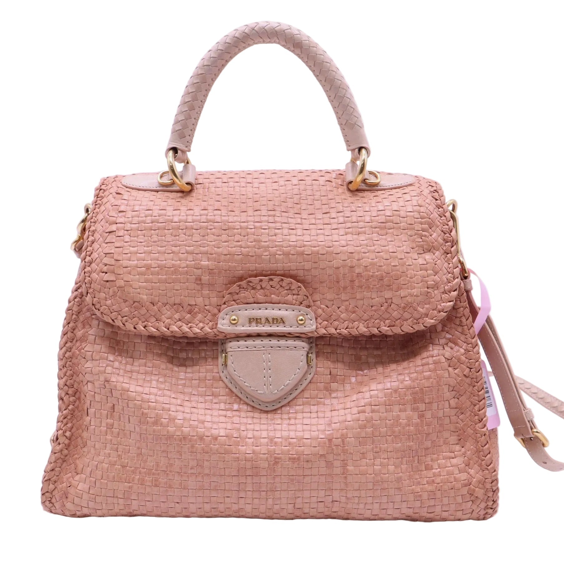 Madras Convertible Satchel Woven Leather Twins LDJ4124