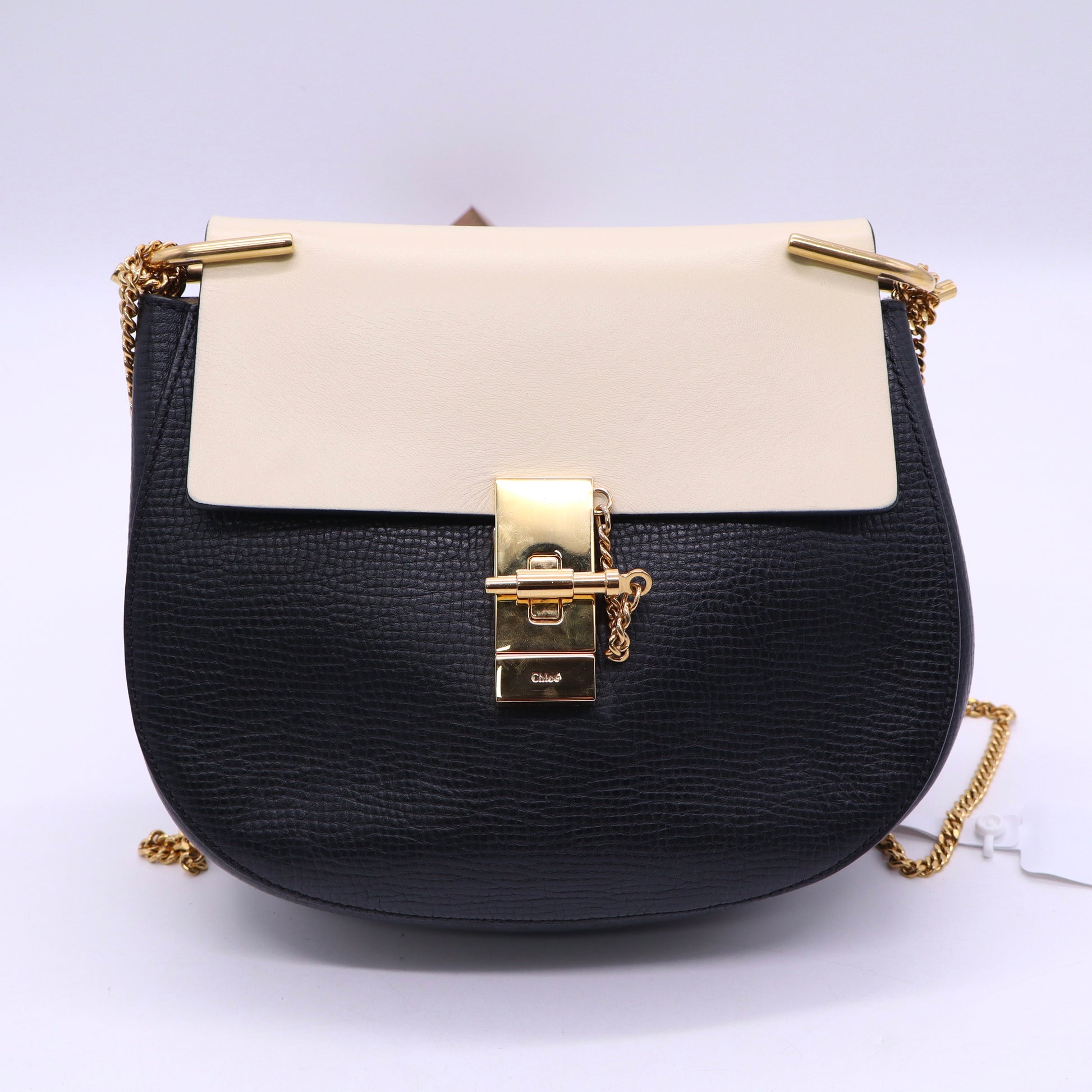 Chloe Royal Black/Beige Smooth Leather Drew Bag twins B20805