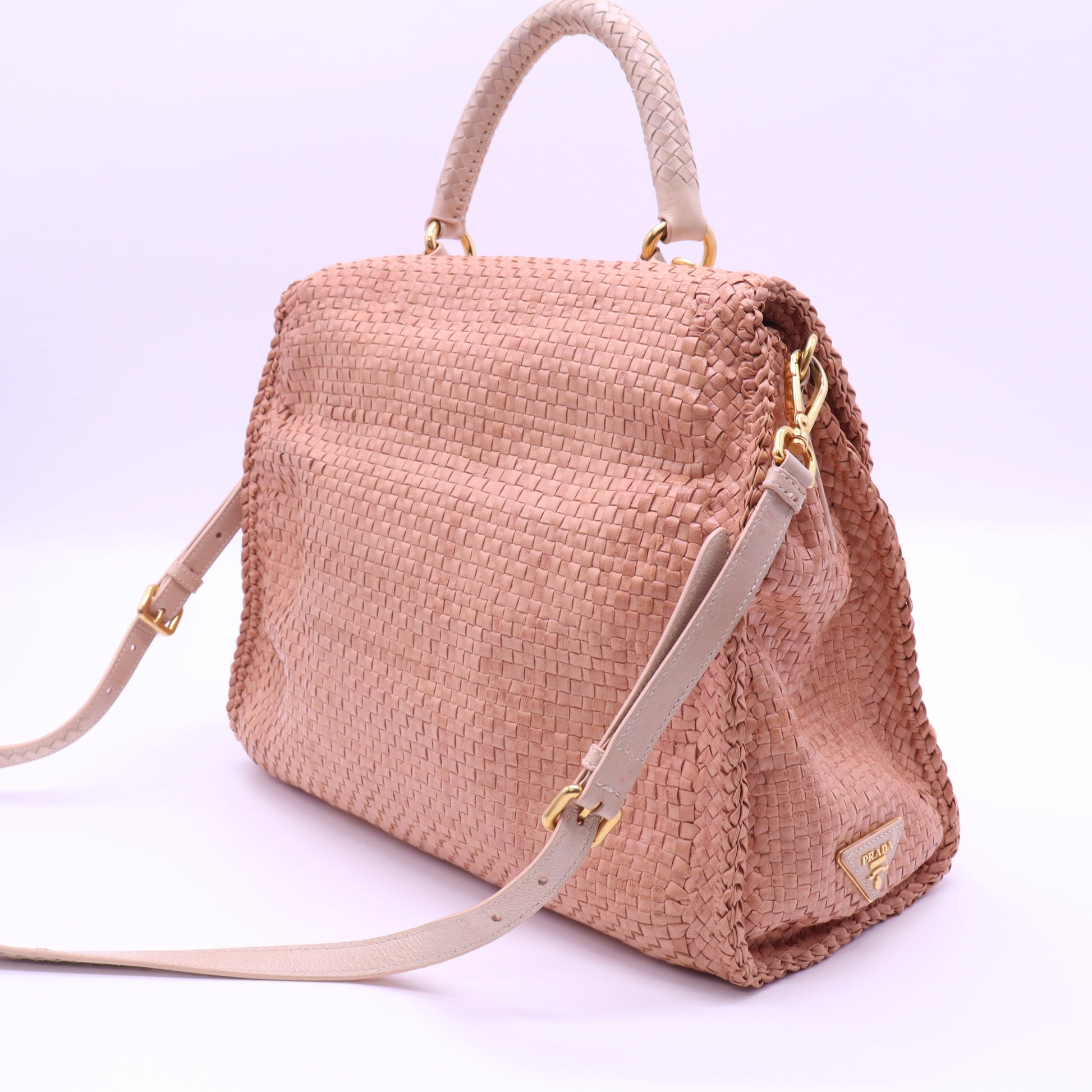 Madras Convertible Satchel Woven Leather Twins LDJ4124