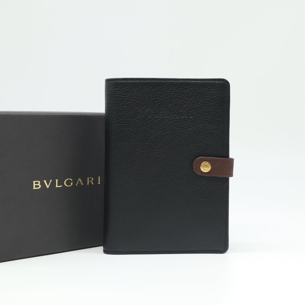 BVLGARI Black Grained Leather Travel Watch Case and Document Wallet W21180