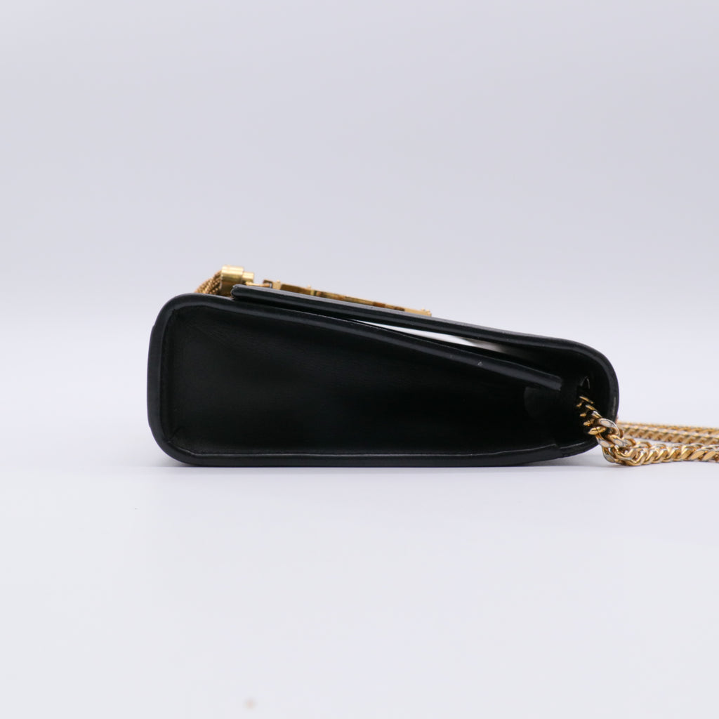 Smooth Calfskin Classic Monogram Kate Tassel Chain bag Black twins