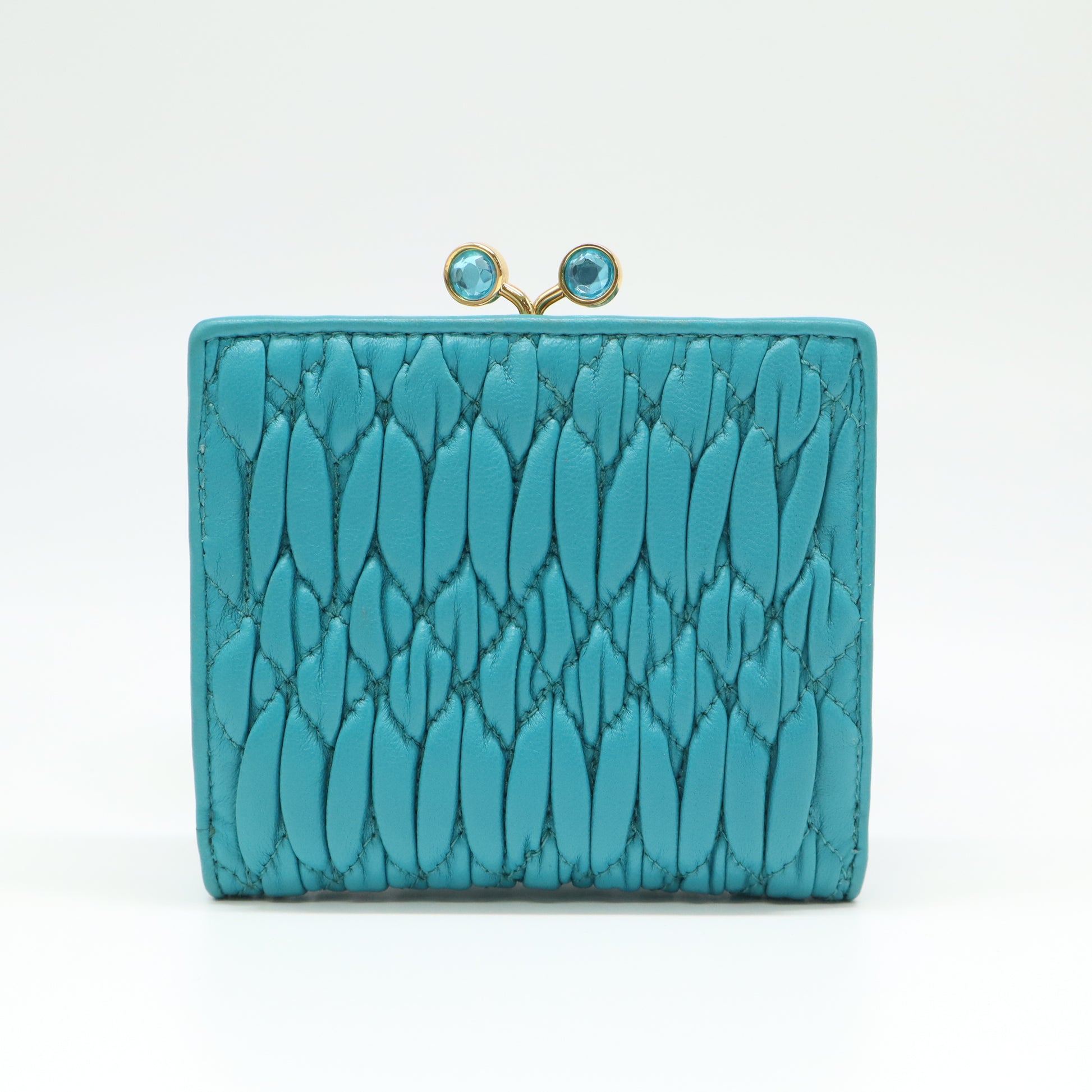 Miu Miu Matelasse Nappa Leather Crystal Kiss-Lock Wallet W21648