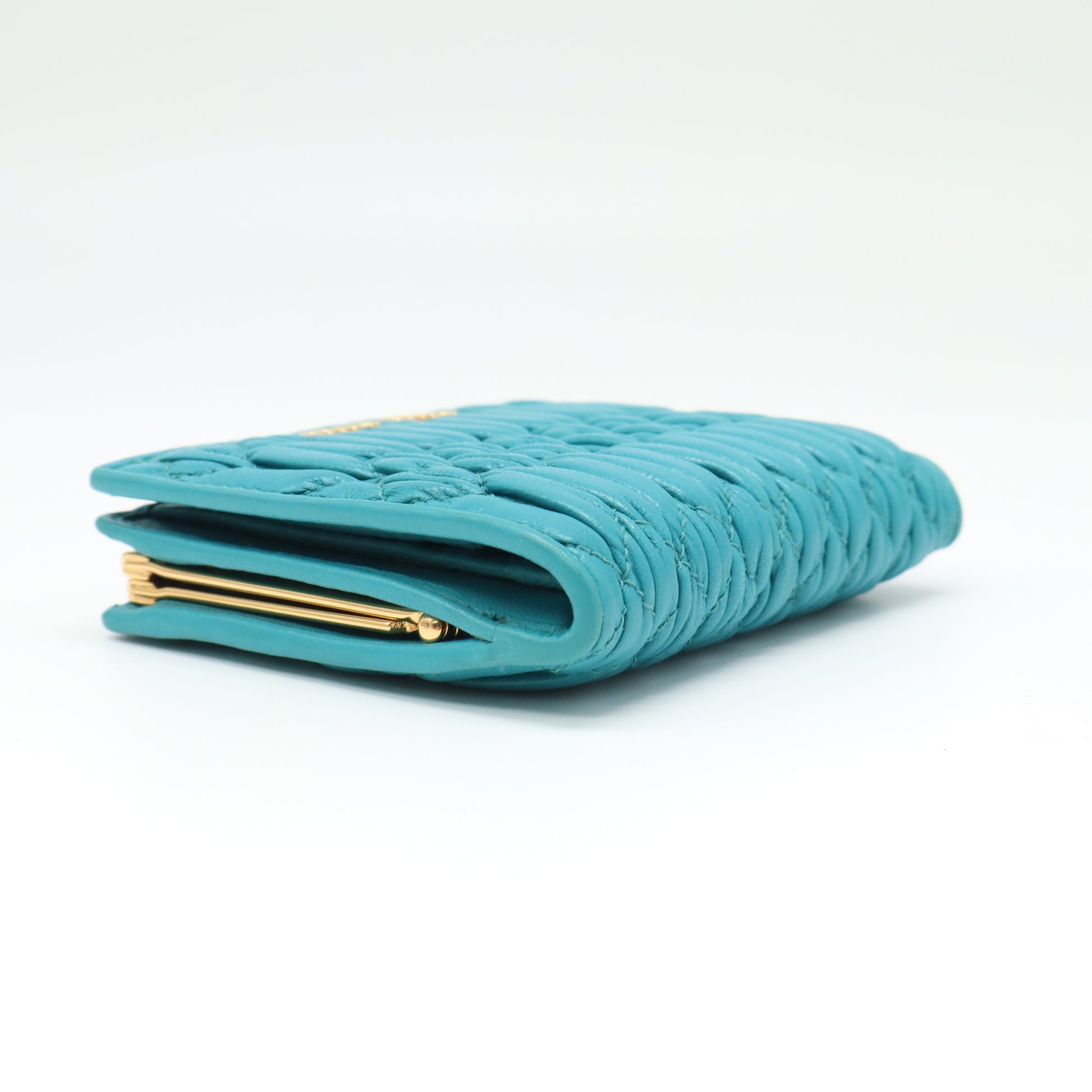 Miu Miu Matelasse Nappa Leather Crystal Kiss-Lock Wallet W21648