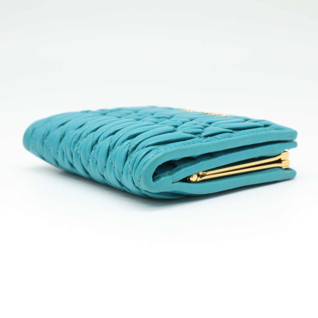 Miu Miu Matelasse Nappa Leather Crystal Kiss-Lock Wallet W21648