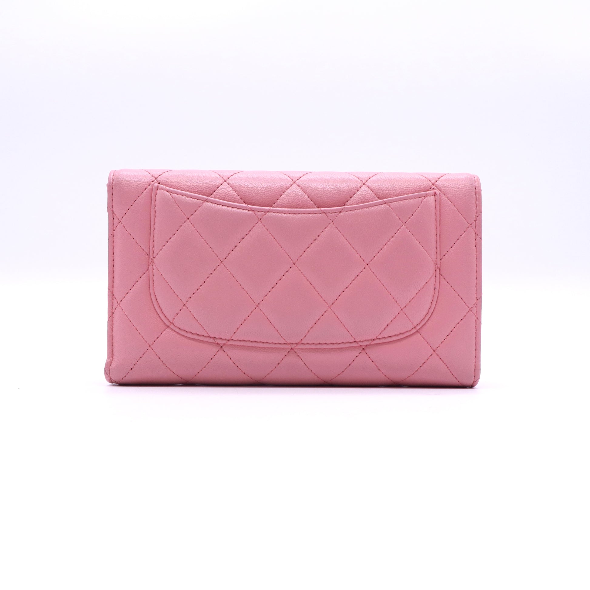 Chanel Pink Quilted Lambskin Leather Classic L Flap Wallet twins W20607
