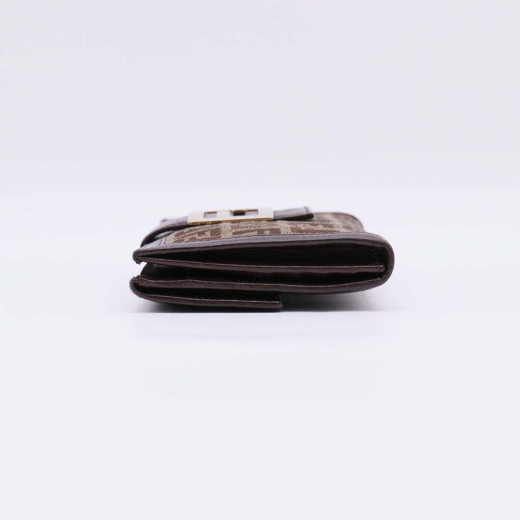 Beige/Brown Zucca Canvas and Leather Bi-fold Continental Wallet W22653
