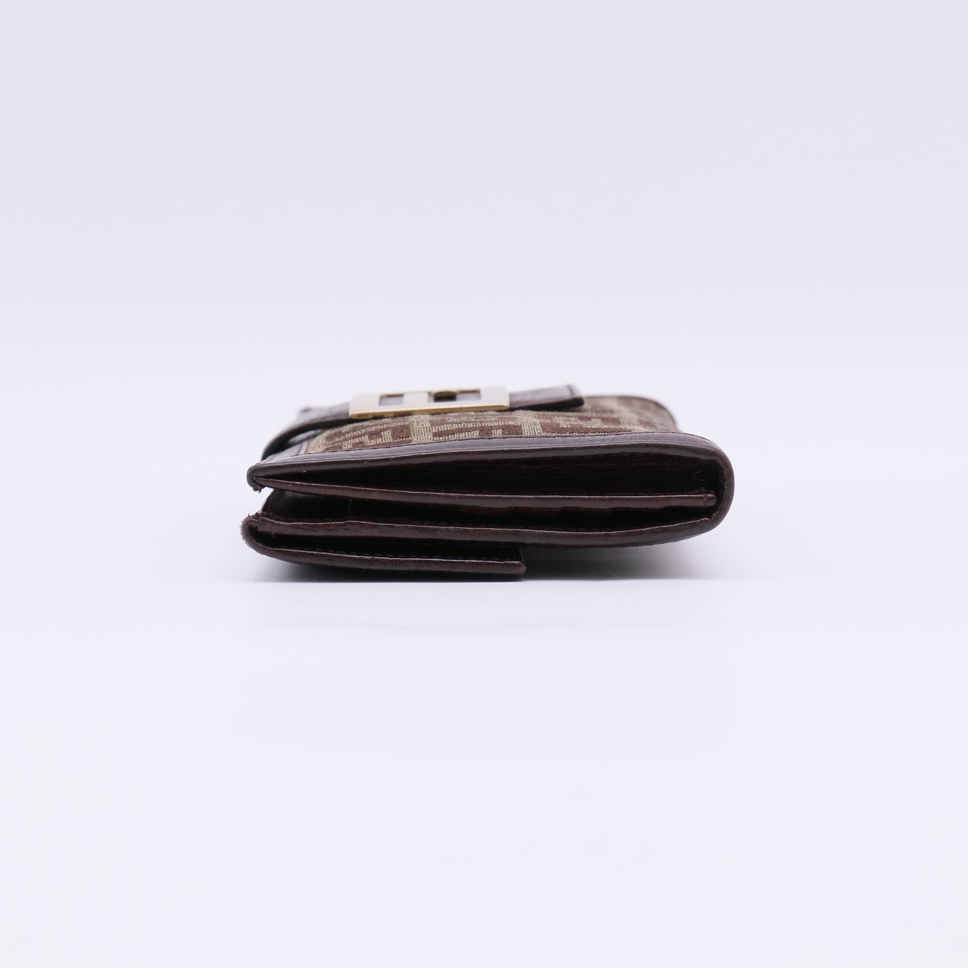 Beige/Brown Zucca Canvas and Leather Bi-fold Continental Wallet W22653