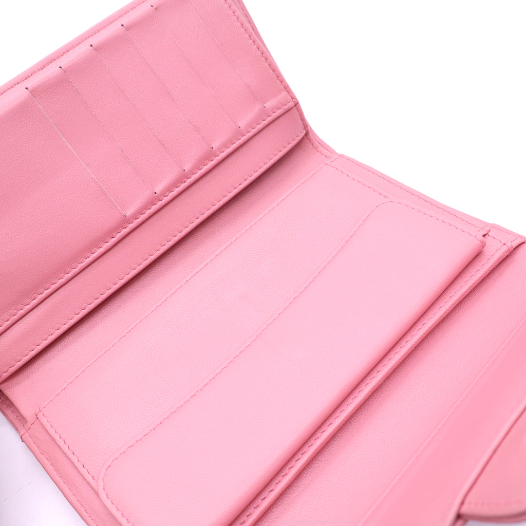 Chanel Pink Quilted Lambskin Leather Classic L Flap Wallet twins W20607