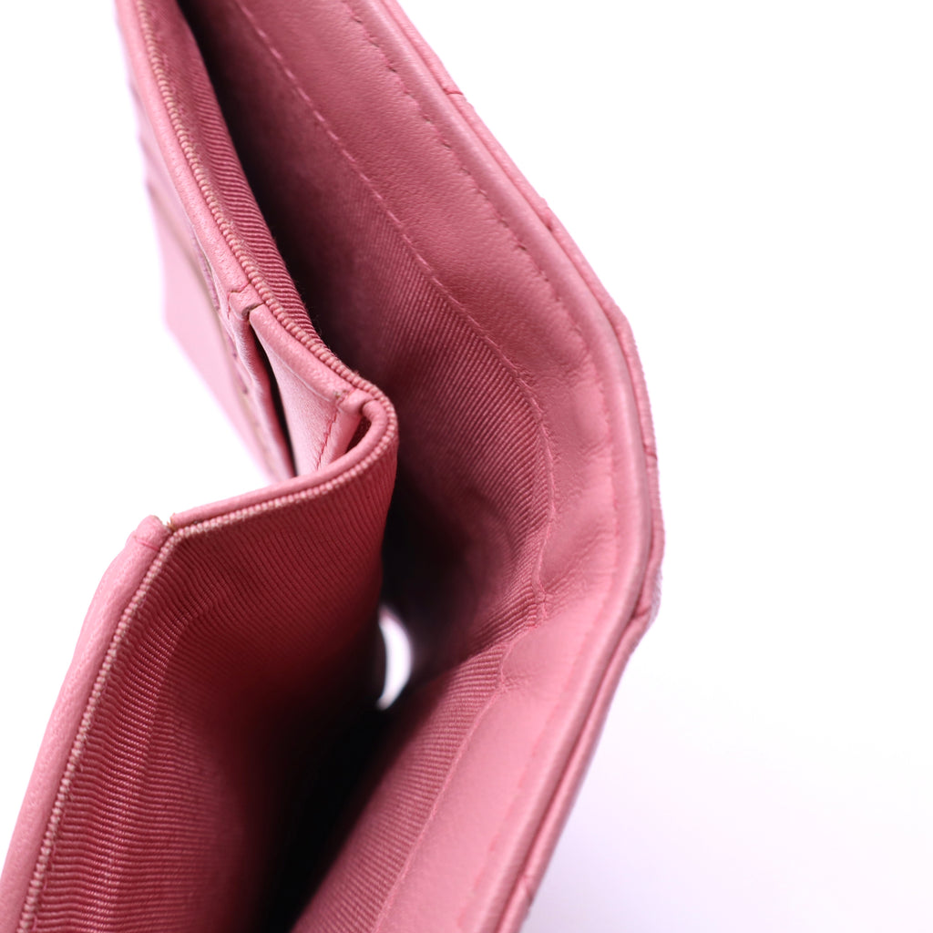 Chanel Pink Quilted Lambskin Leather Classic L Flap Wallet twins W20607
