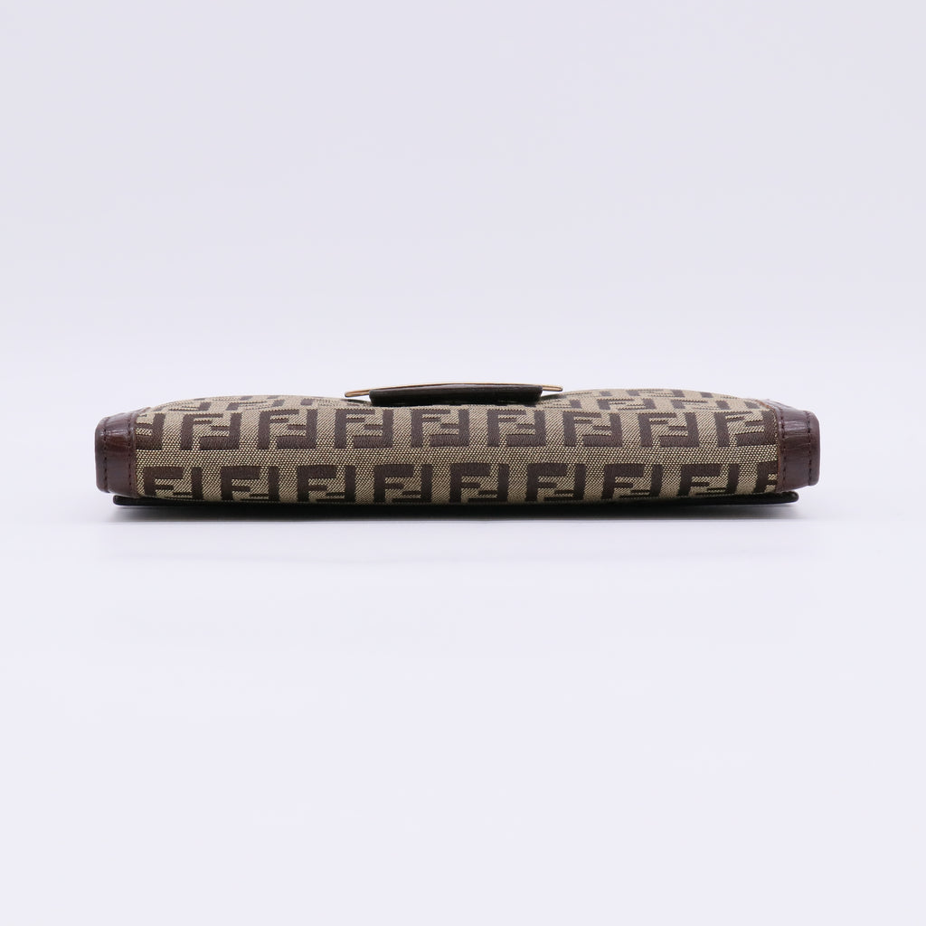 Beige/Brown Zucca Canvas and Leather Bi-fold Continental Wallet W22653